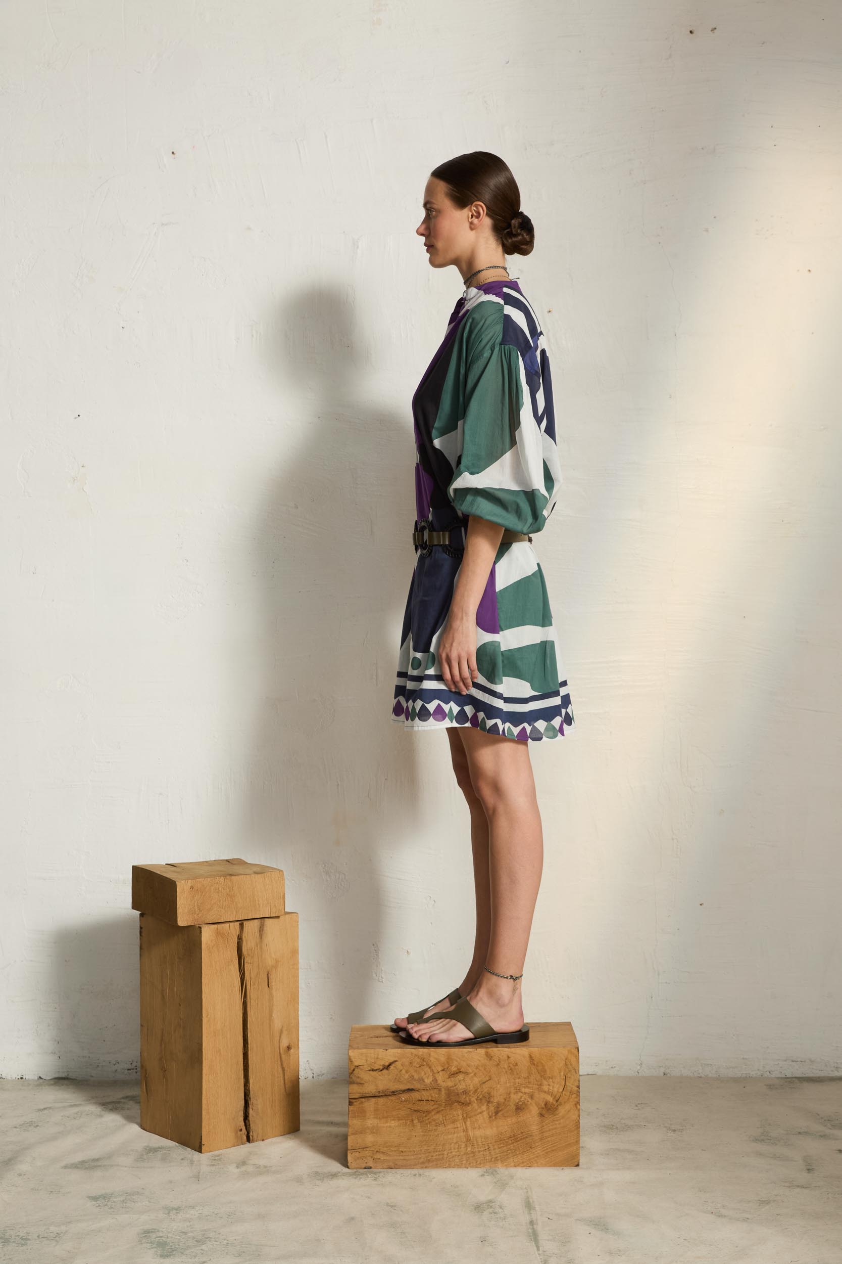 RIVIERA PRINT GERALDINE DRESS - PURPLE
