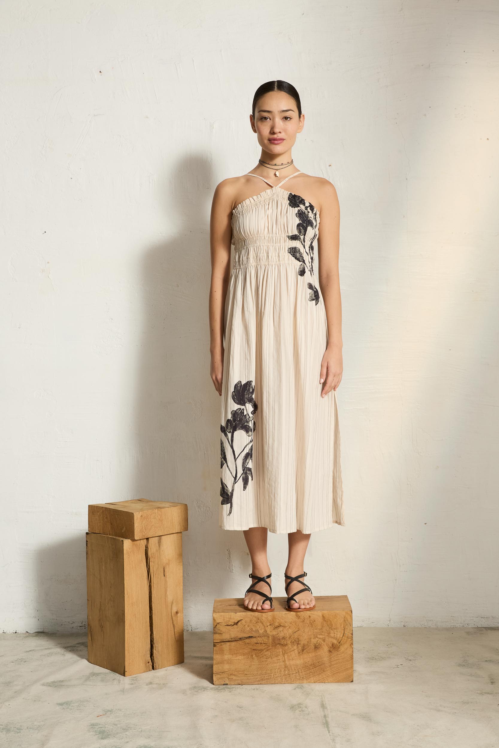 ROBE MORGANE IMPRIME ORCHIDS - WHITE