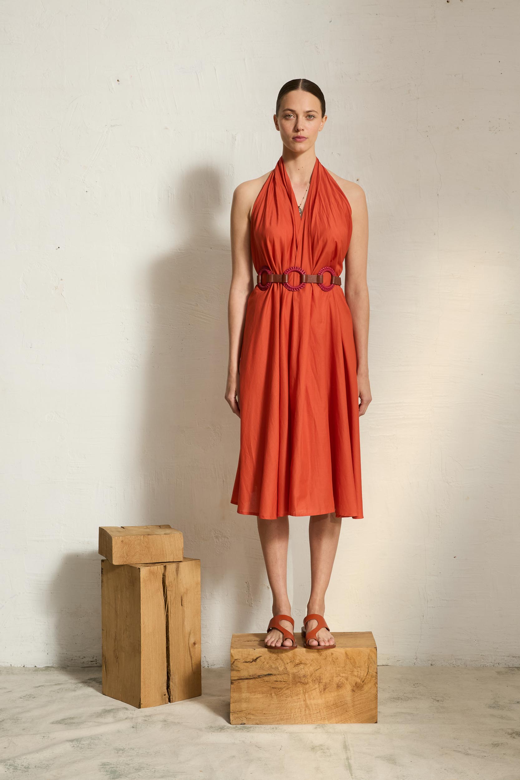 PAMELA LEATHER BELT - CAMEL