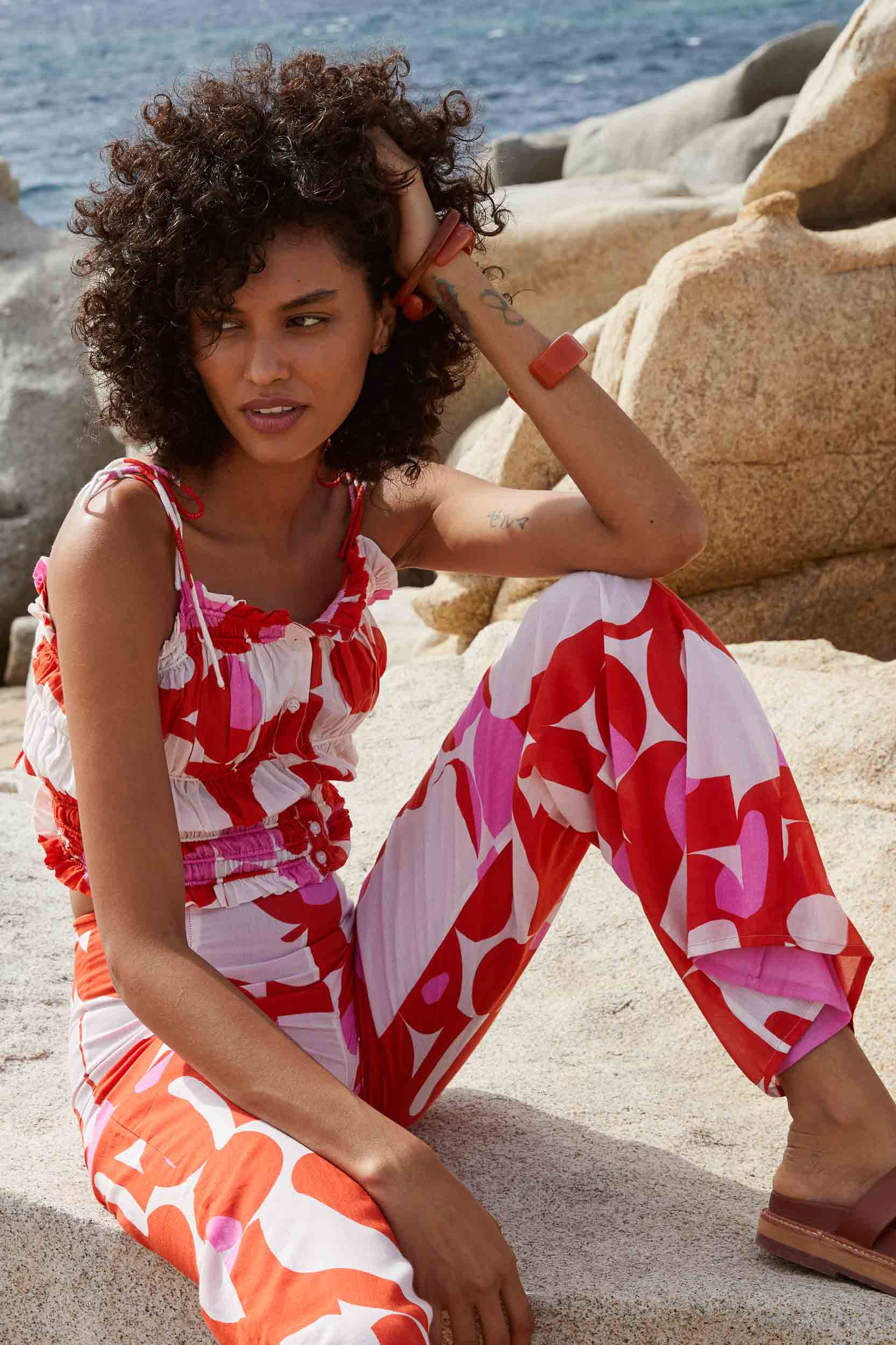 TOP PAULE IMPRIME SEVENTIES - PINK