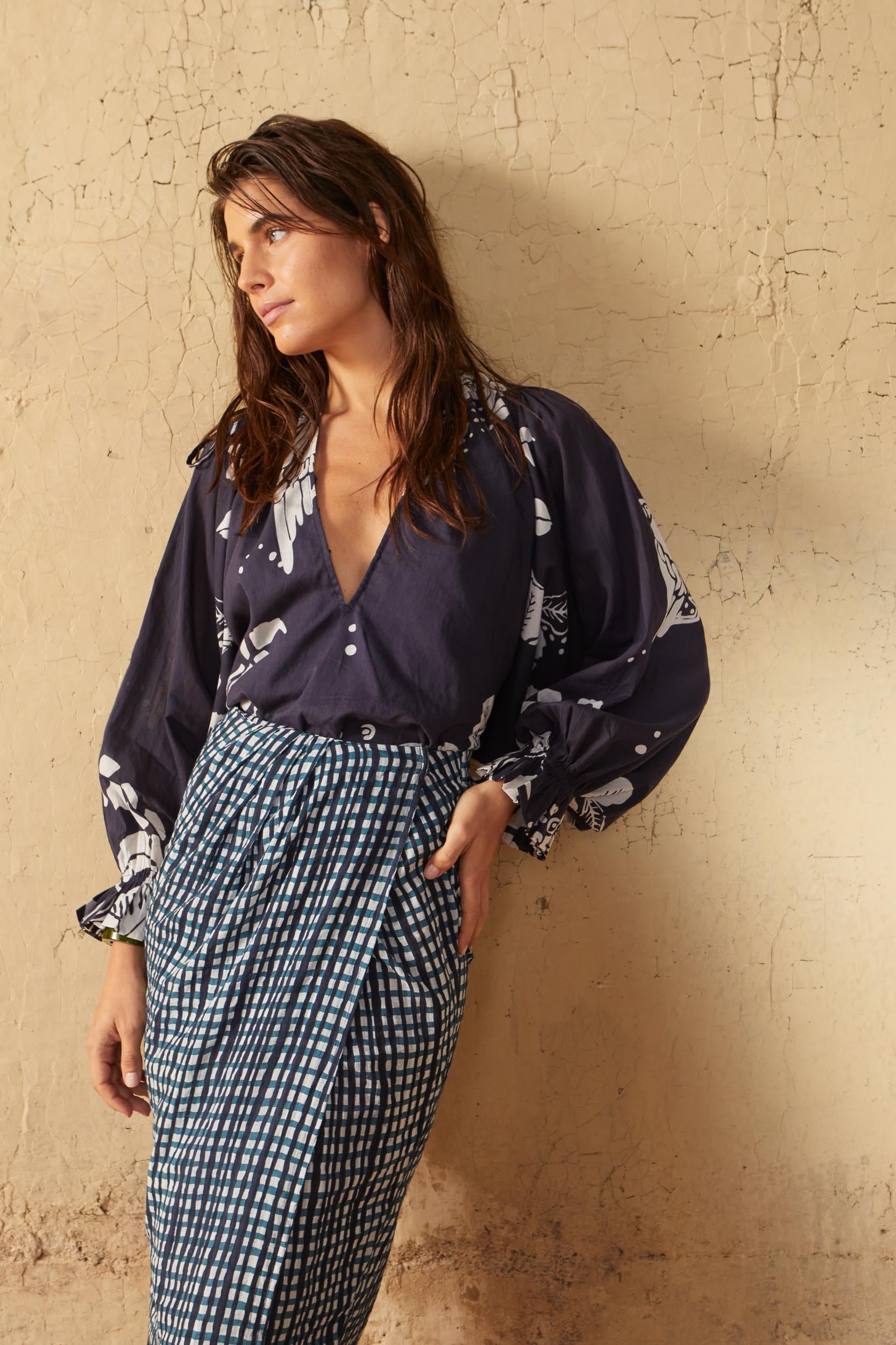 TOP DIVYA DOS NU IMPRIME PALLADIO - BLEU