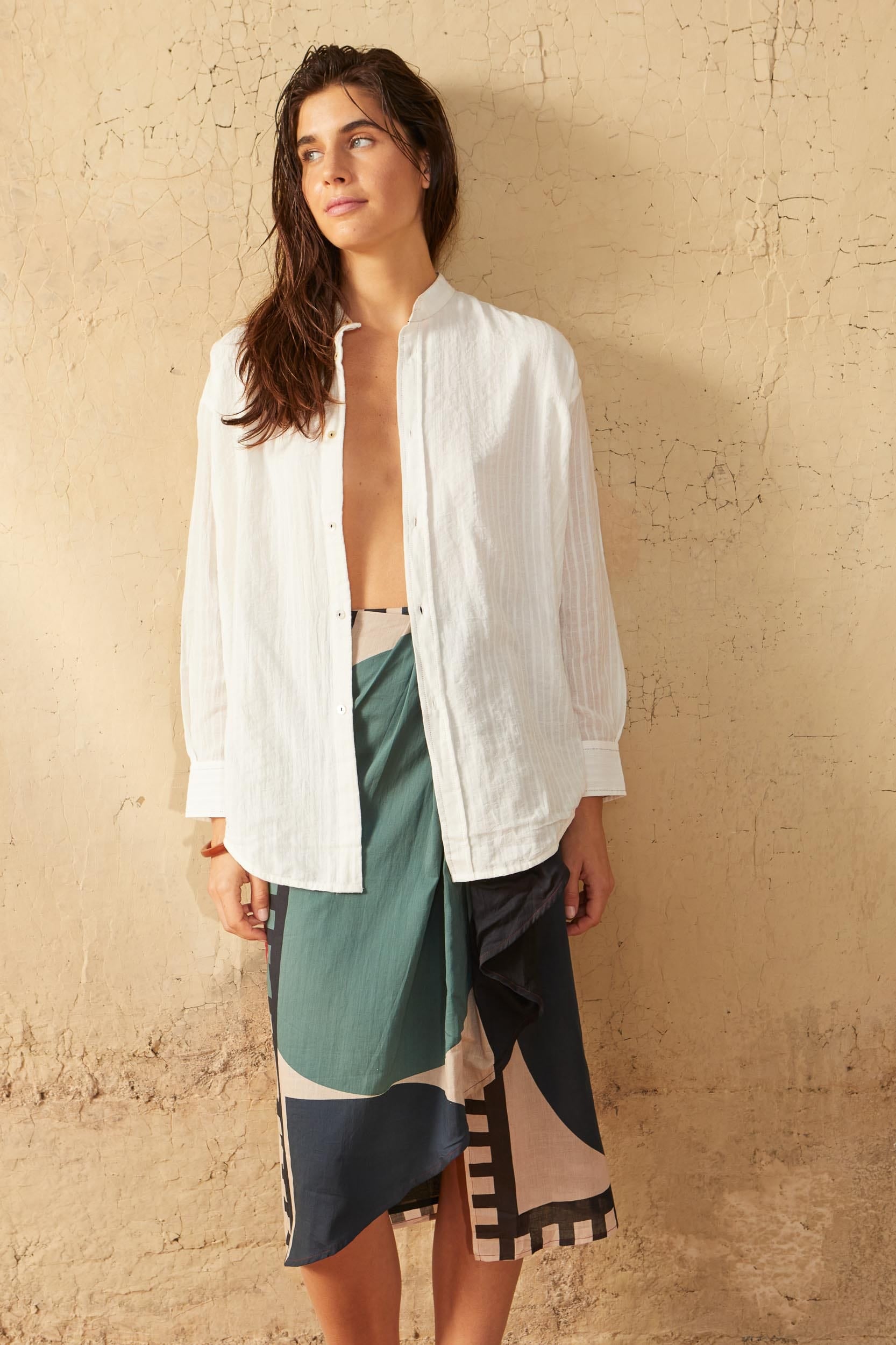 LENA WOVEN SHIRT - WHITE