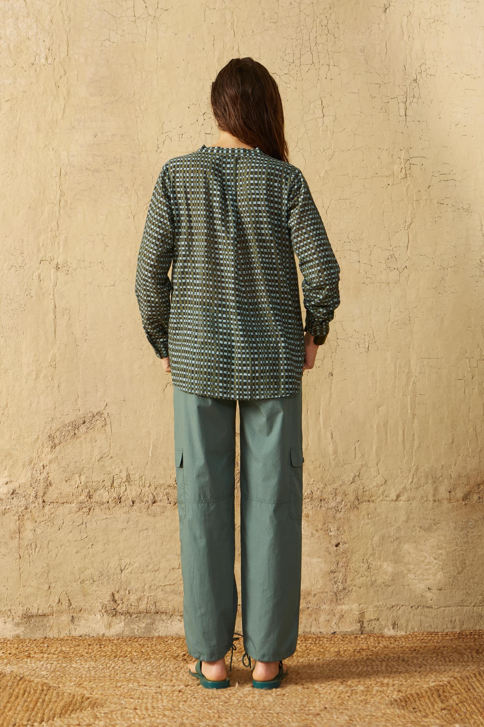 QUARINE SHIRT SHIBORI PRINT - BLUE