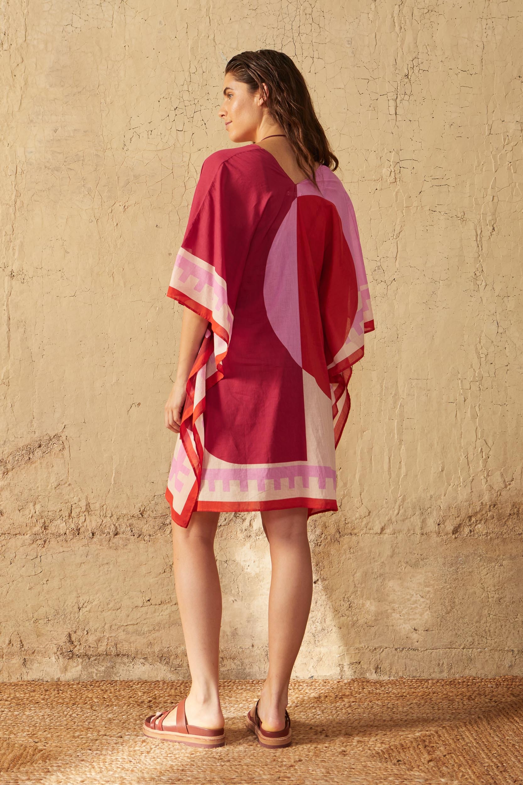 PAULINE PONCHO GRAPHICO PRINT - PINK