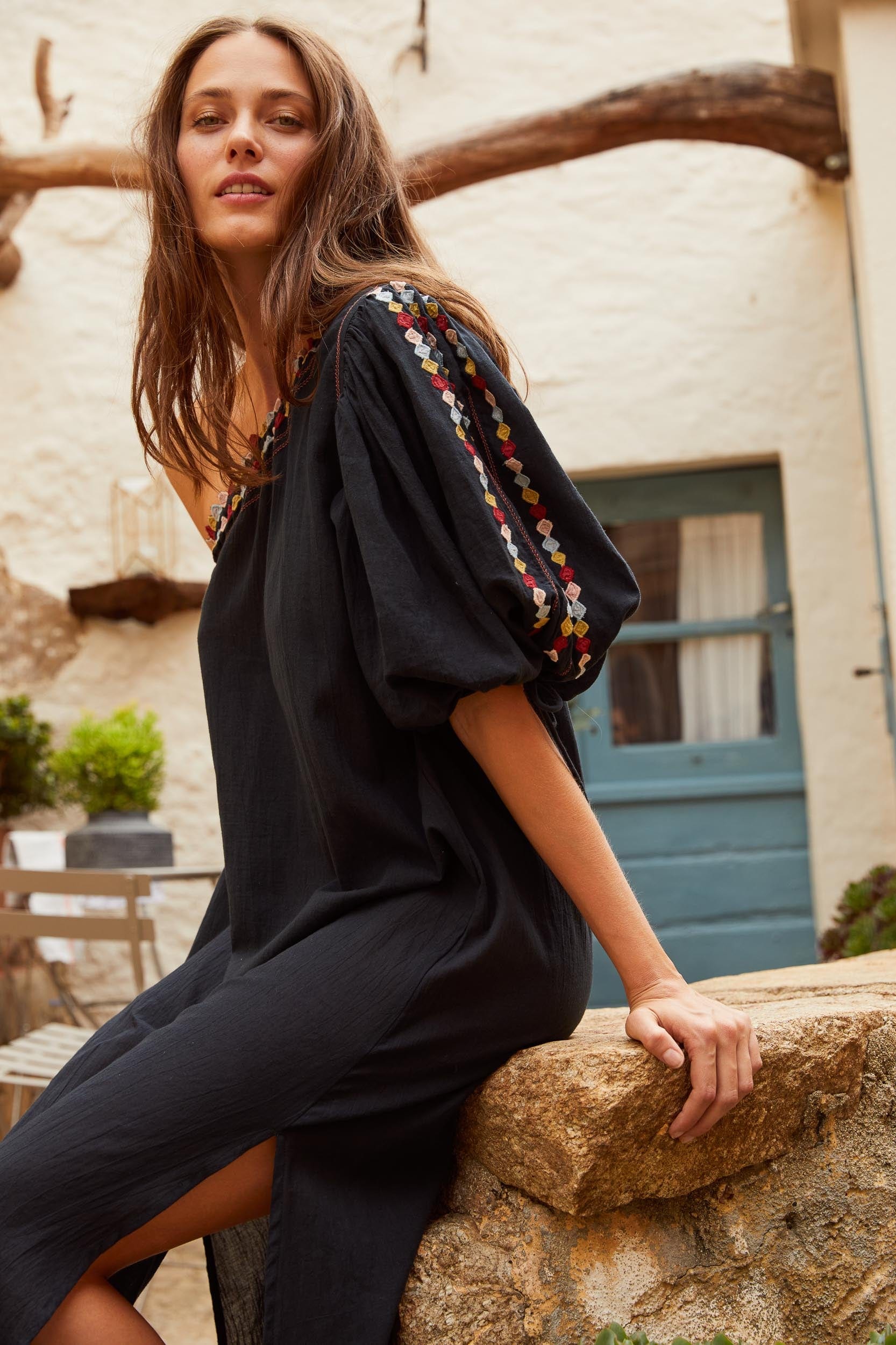 ROBE CORALINE BRODEE - BLUSH COMBO