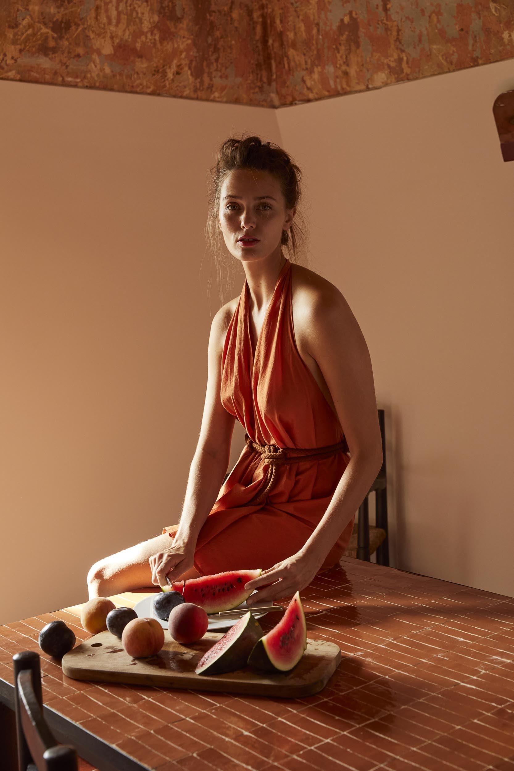 PAREO MALIN DRESS SHORT AVA - APRICOT