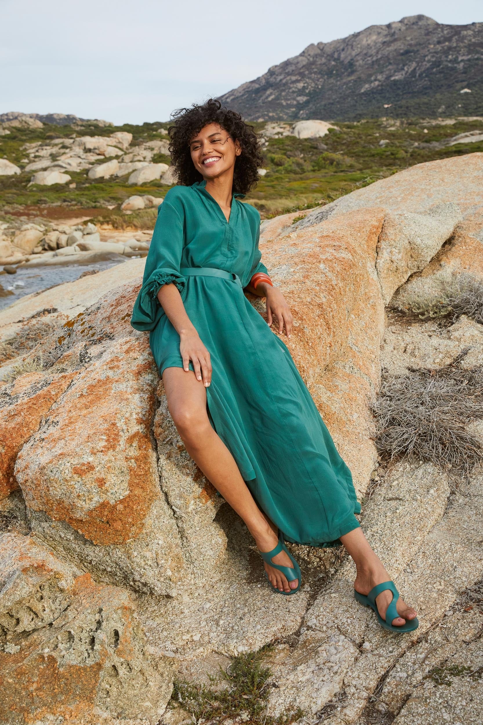 ROBE SERAPHINE SOIE - ASPEN GREEN