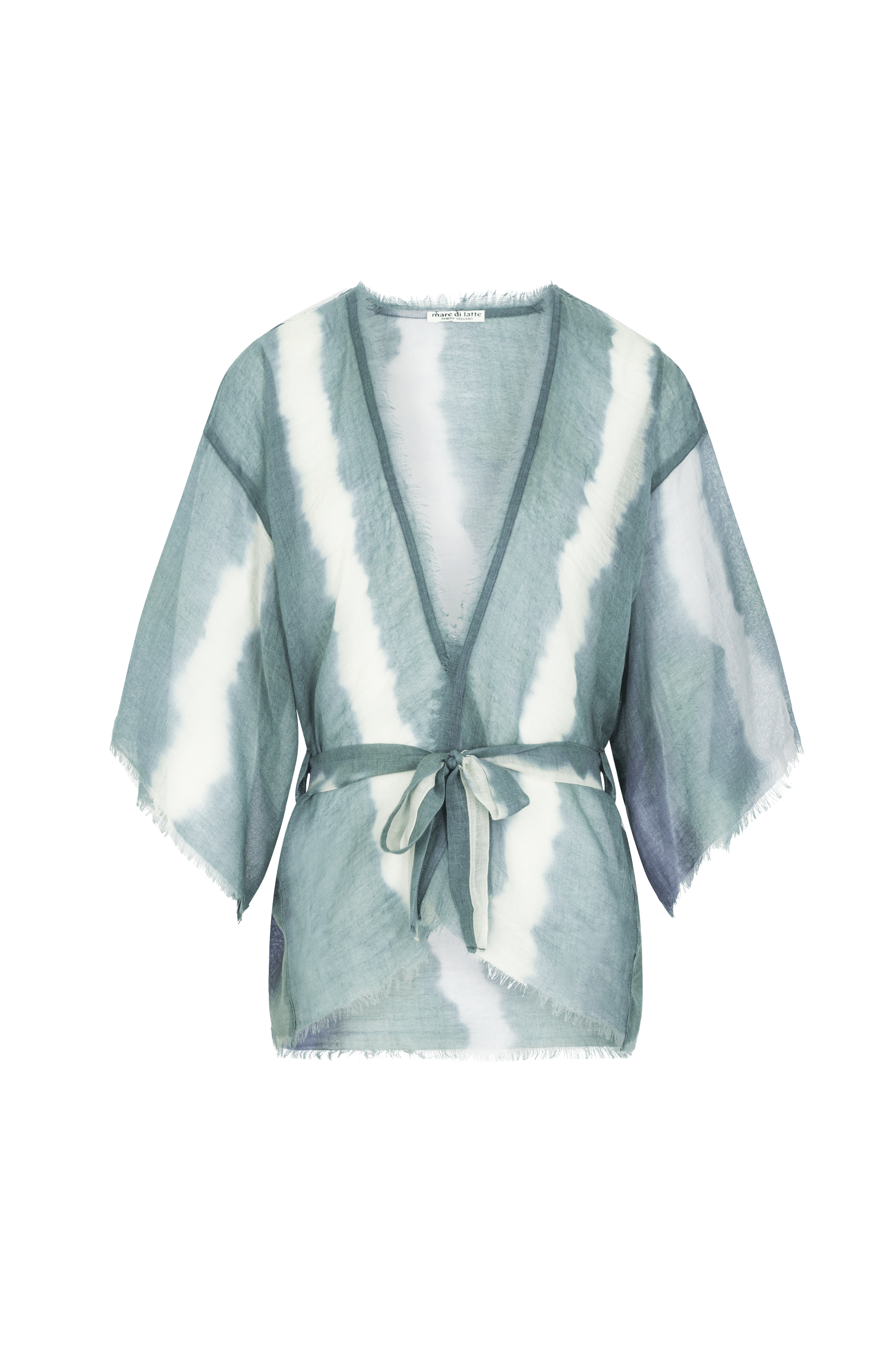 KIMONO RENATA TIE AND DYE ETAMINE DE LAINE - LAGON