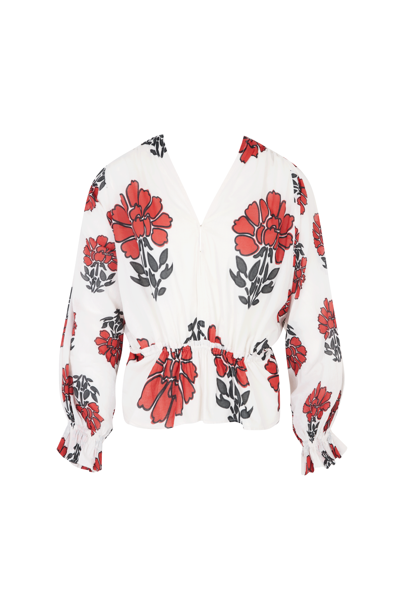 TOP DIVYA DOS NU IMPRIME INDIAN FLOWERS - REDCLAY