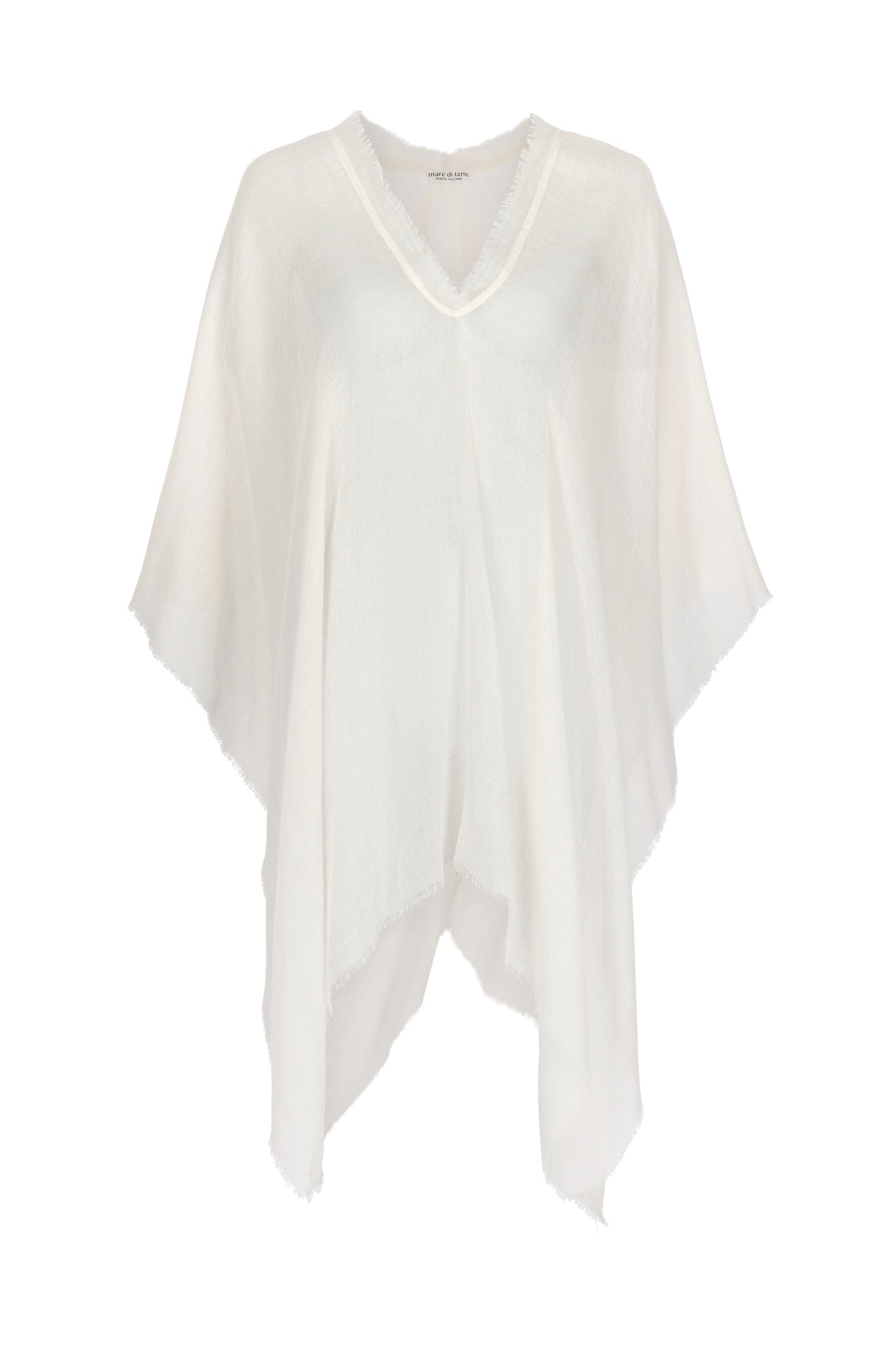 RAFAELE SHORT PONCHO WOOL ETAMINE - LATTE