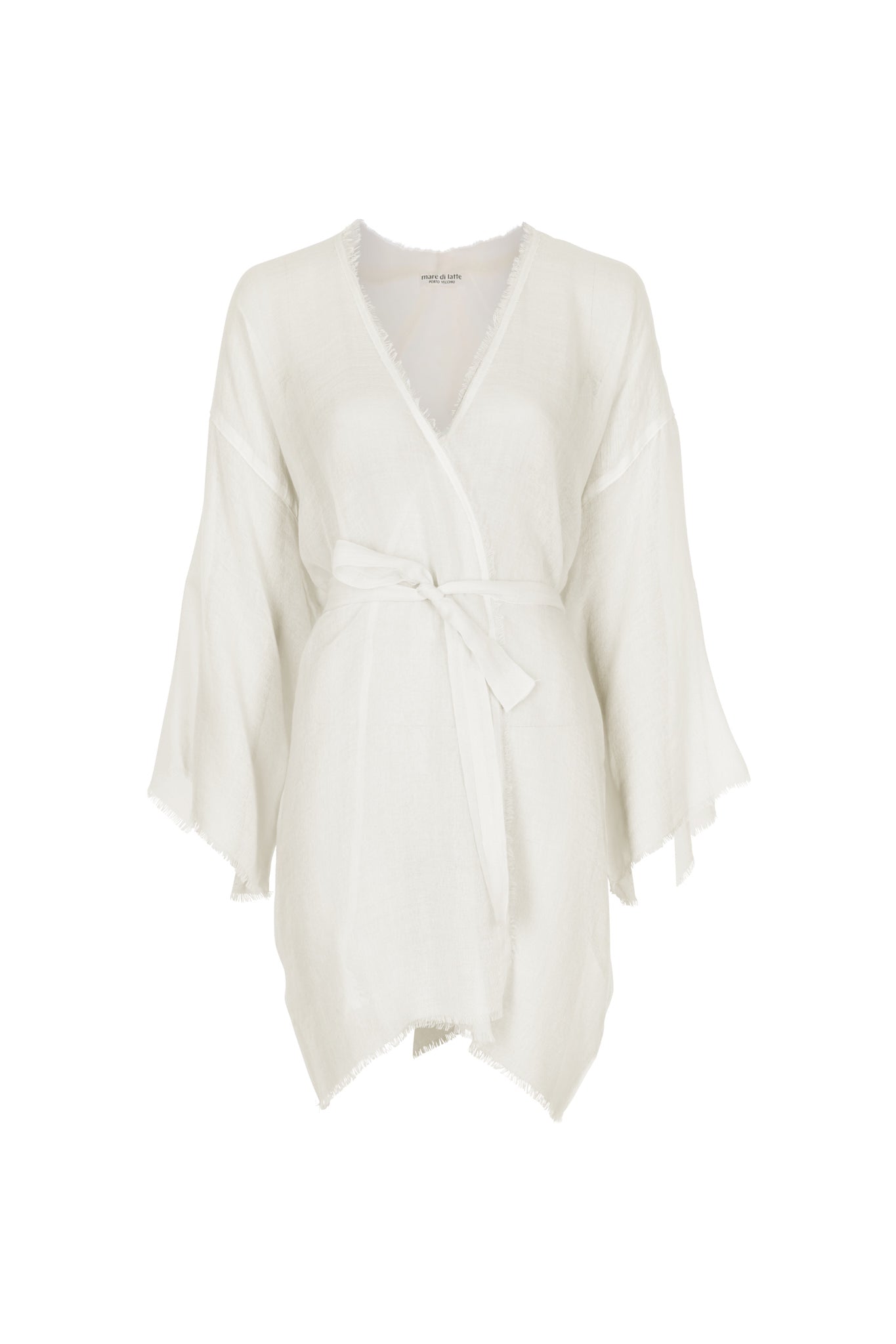 RACHEL WOOL ETAMINE MID-LENGTH KIMONO - LATTE