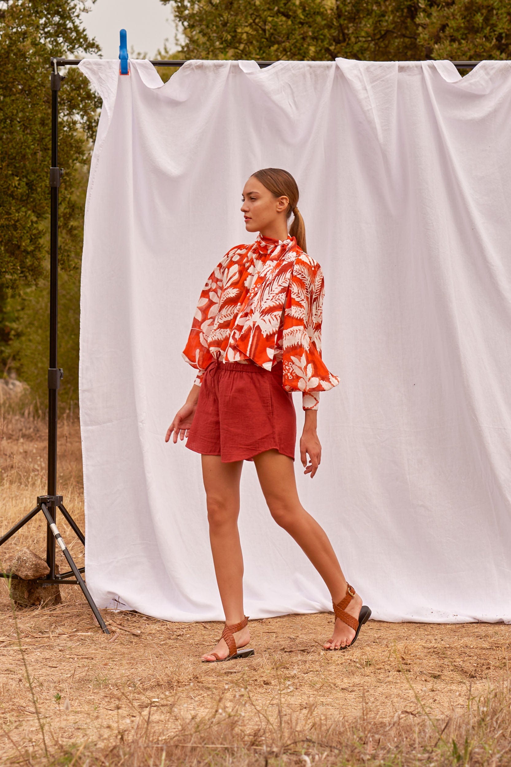 BLOUSE ODETTE IMPRIME TROPICAL - ACQUA GREEN