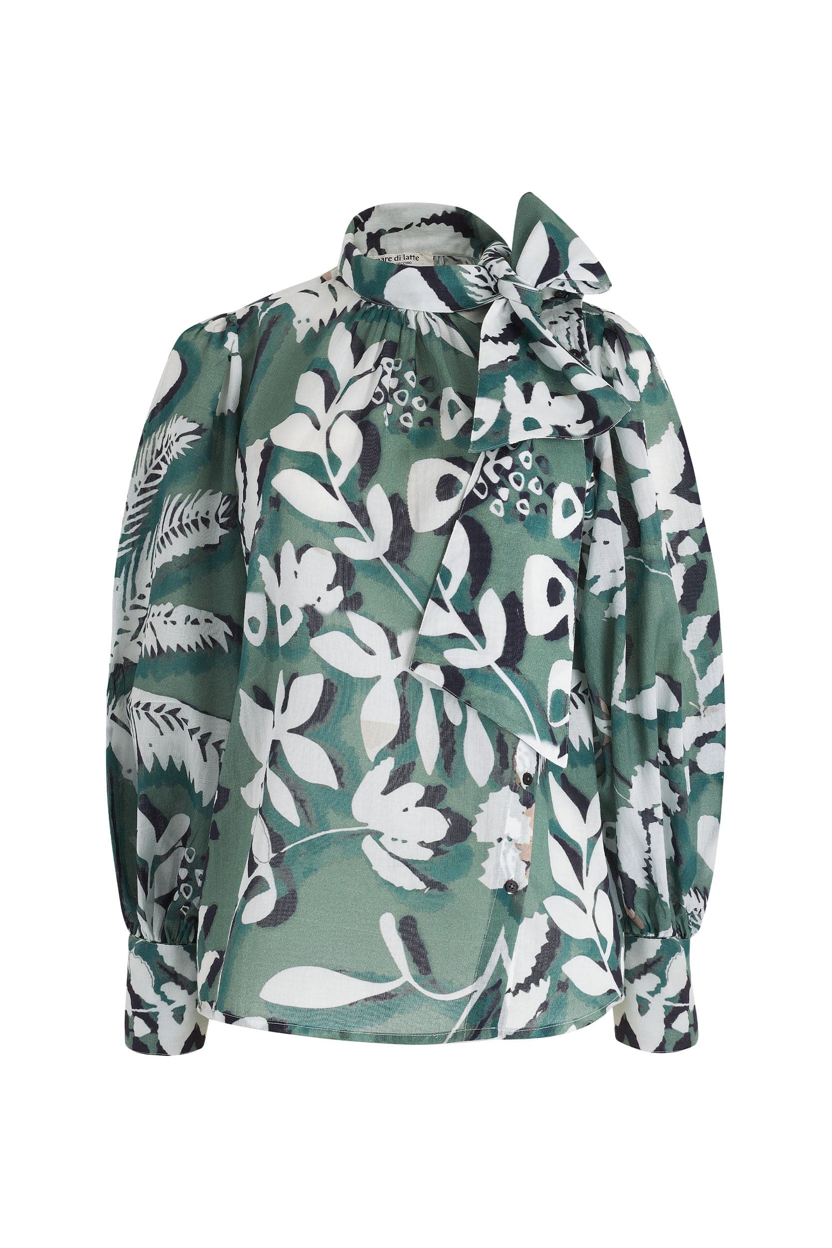 BLOUSE ODETTE IMPRIME TROPICAL - ACQUA GREEN
