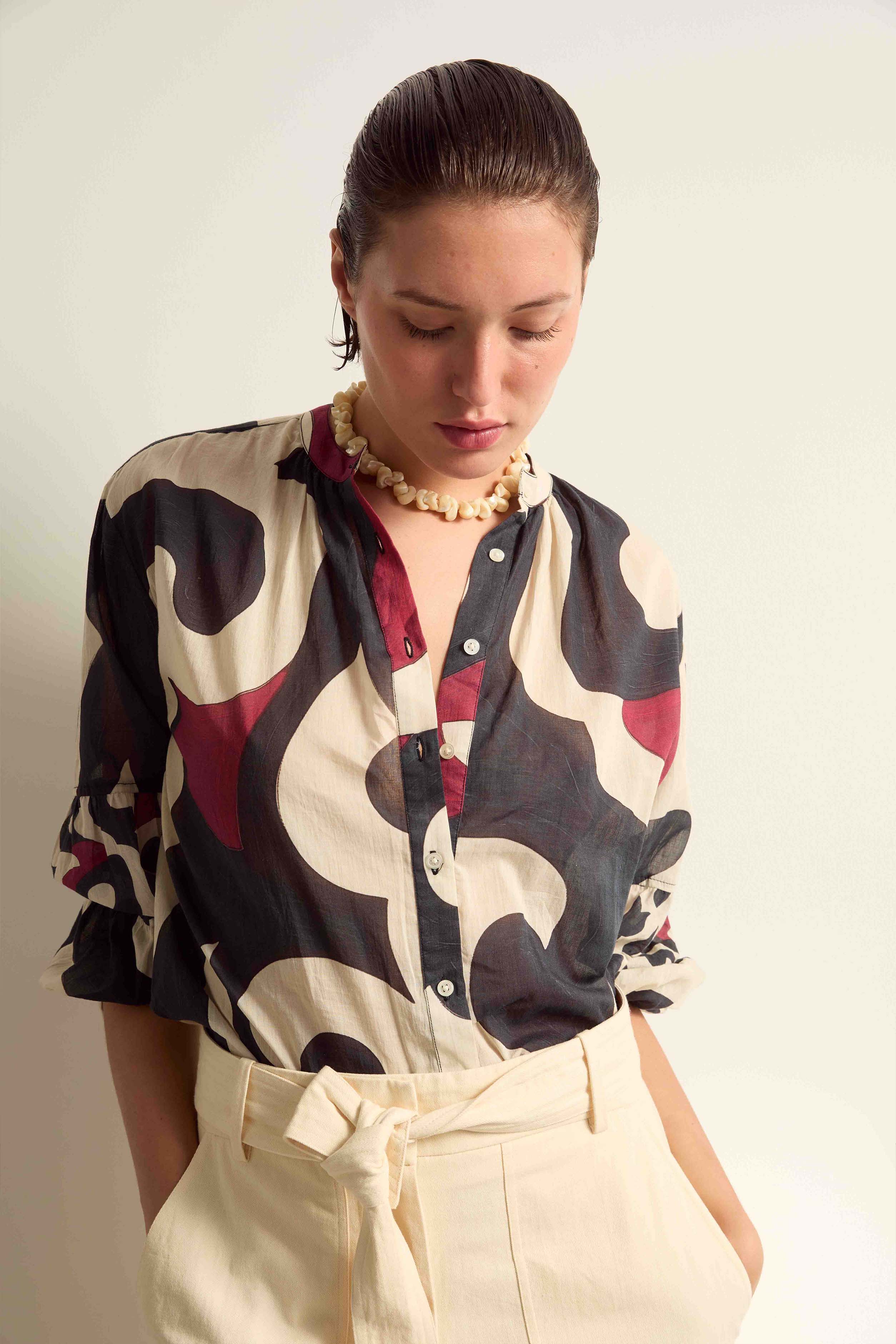 CHEMISE ROXANE IMPRIME RODEO - BLACK