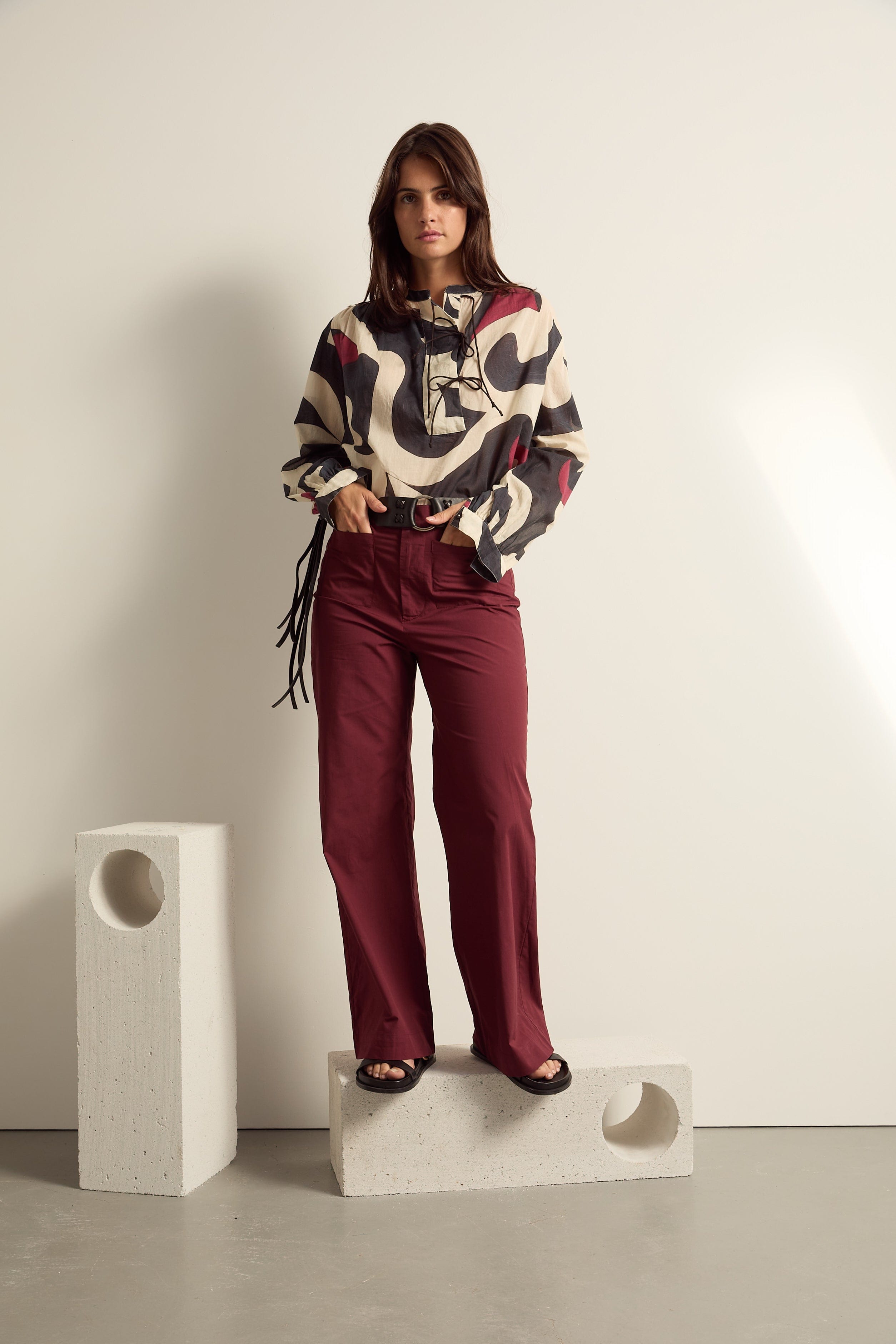 BLOUSE JOJO IMPRIME RODEO - BLACK