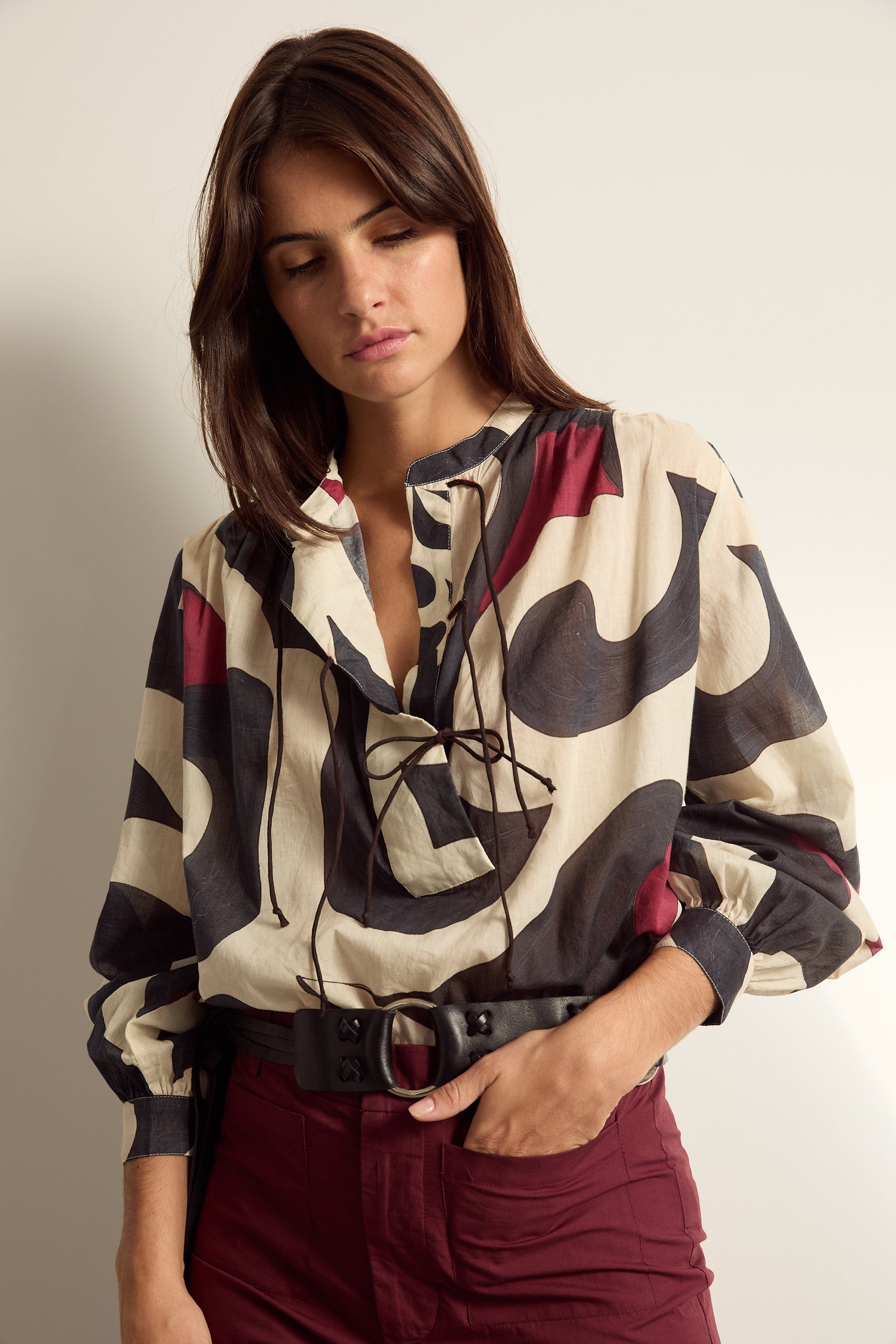 BLOUSE JOJO IMPRIME RODEO - BLACK