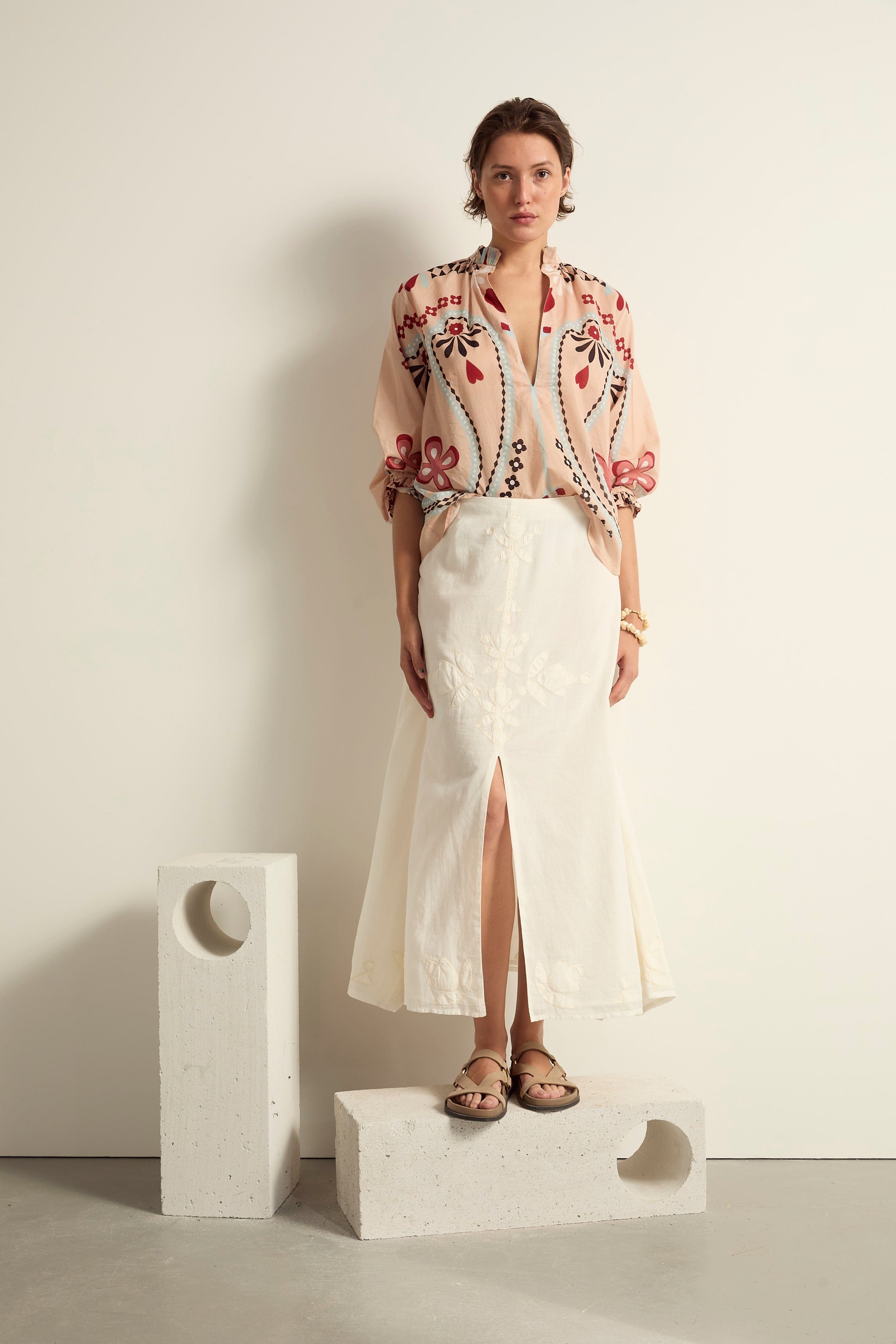BLOUSE SAPHO IMPRIME BLOSSOM - MINERAL BLUE