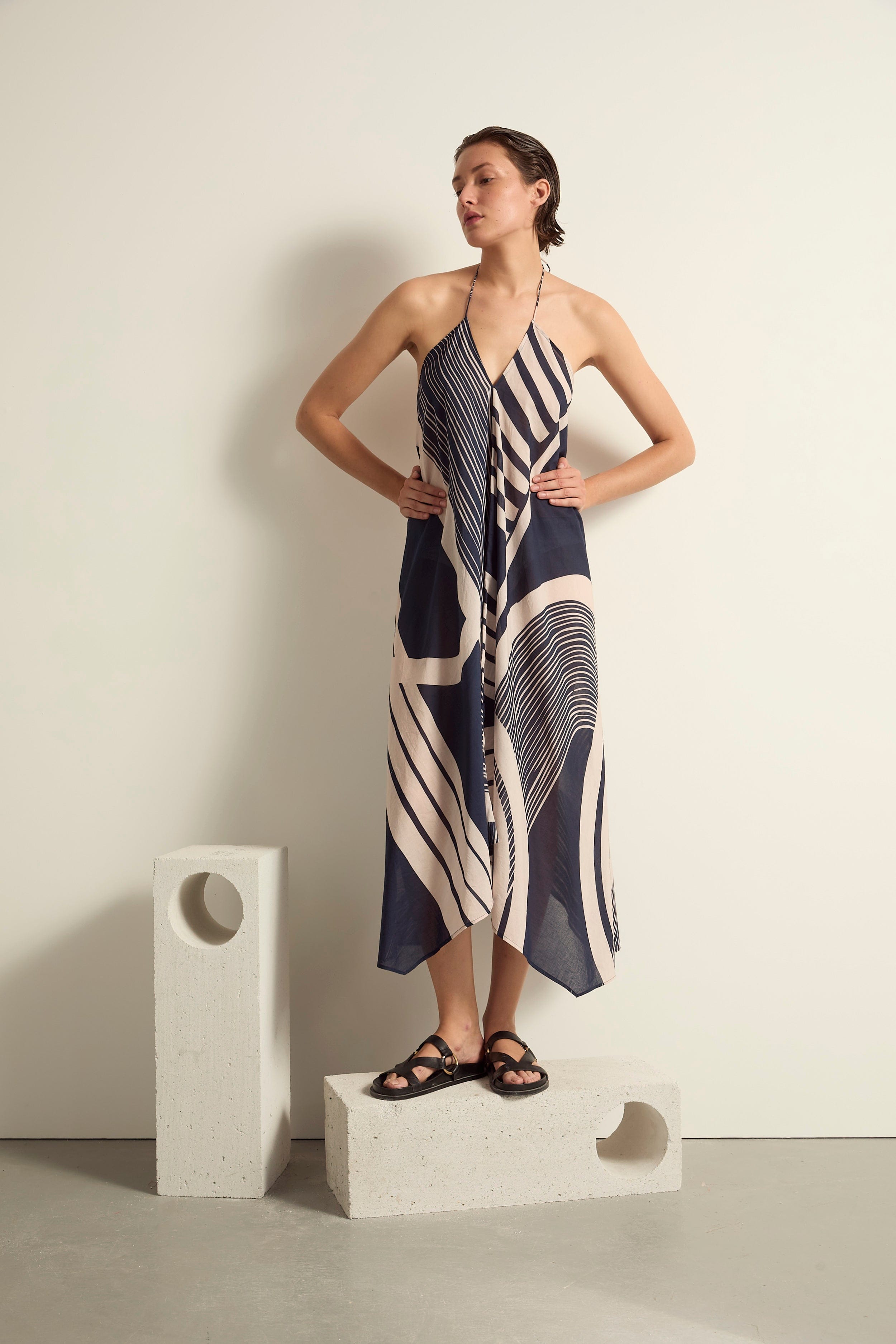 ROBE IVINA IMPRIME CAROUSEL - INK BLUE