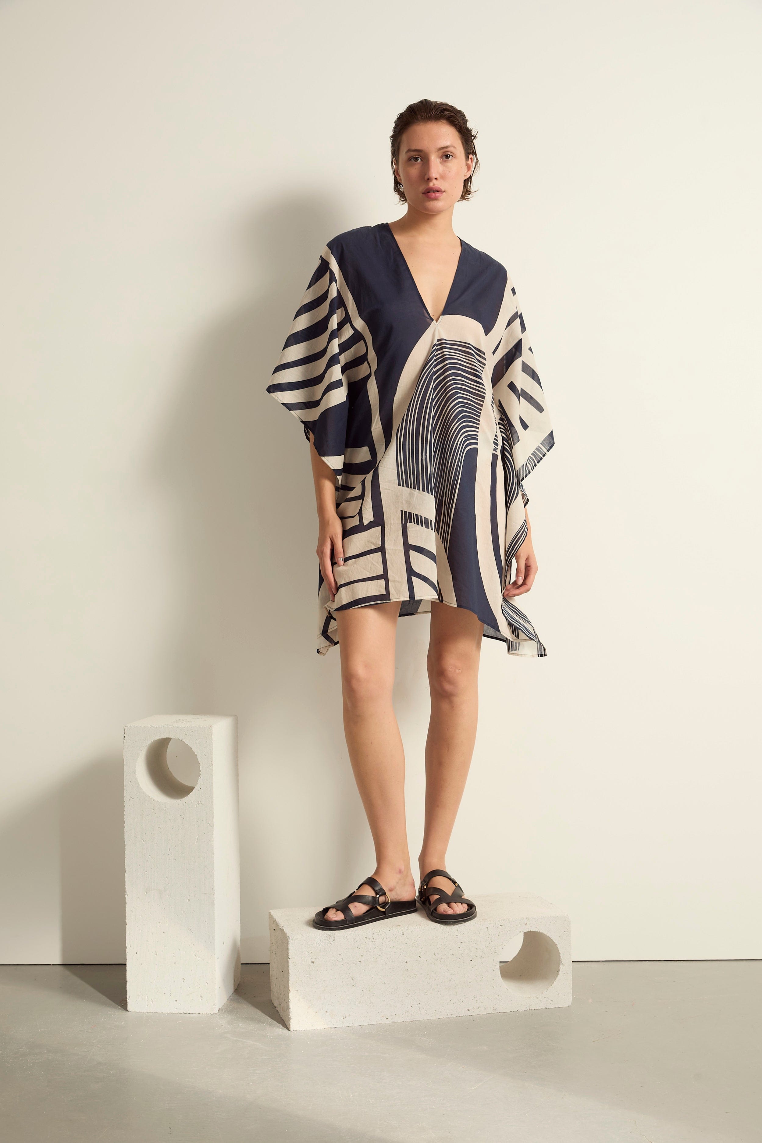 ROBE PAULINE IMPRIME CAROUSEL - INK BLUE