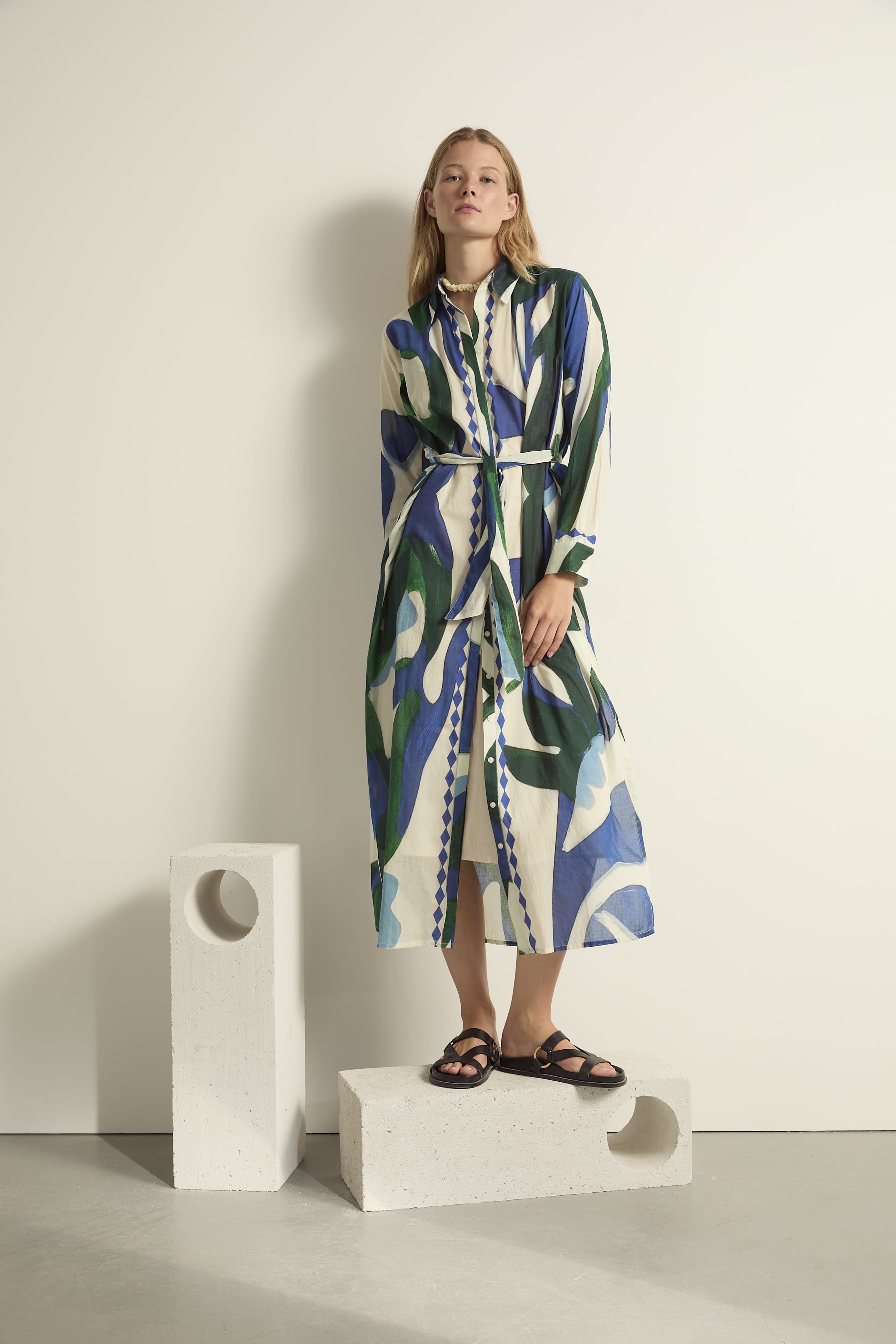ROBE MURANO IMPRIME CACTUS - LAPIS BLUE