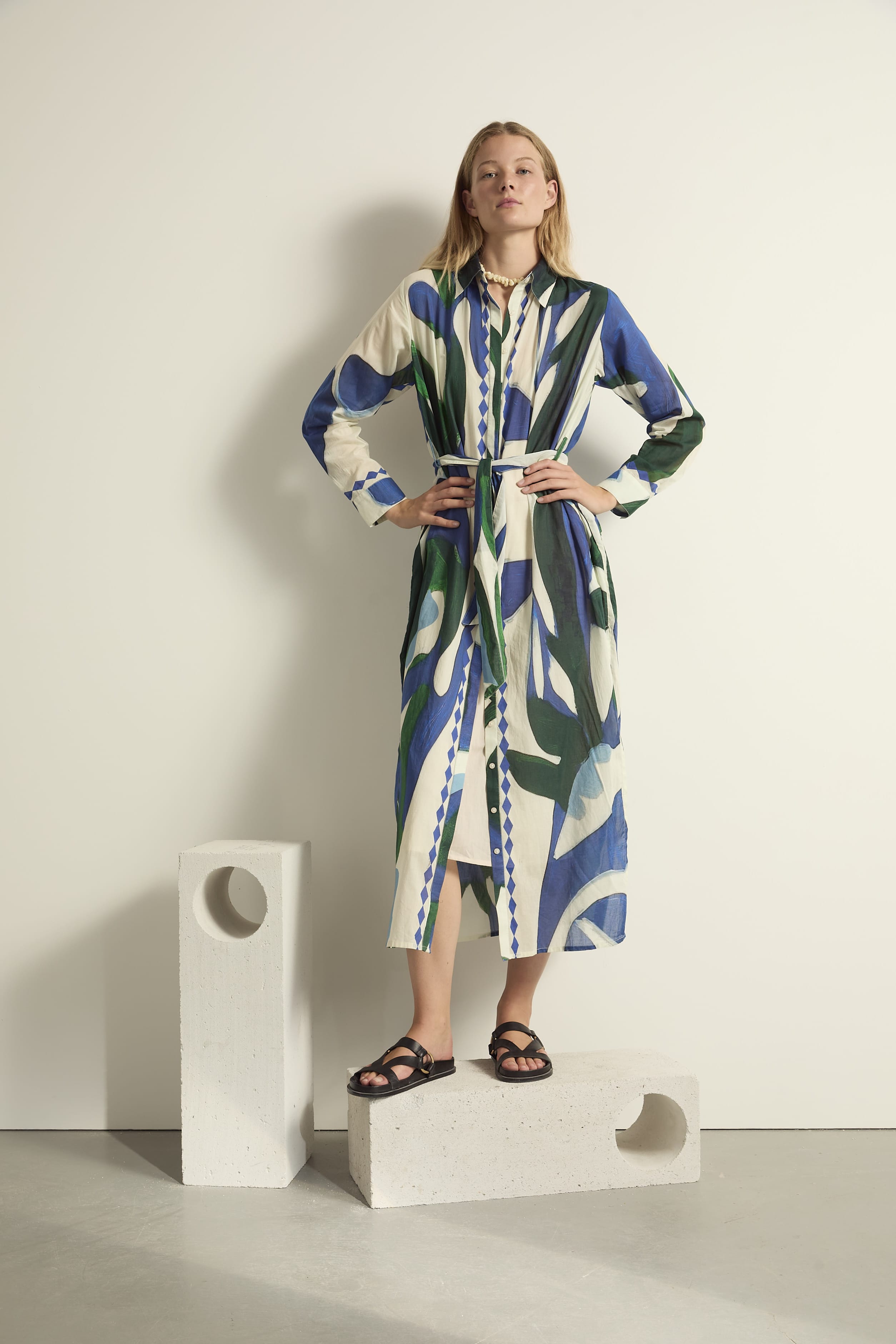 ROBE MURANO IMPRIME CACTUS - LAPIS BLUE
