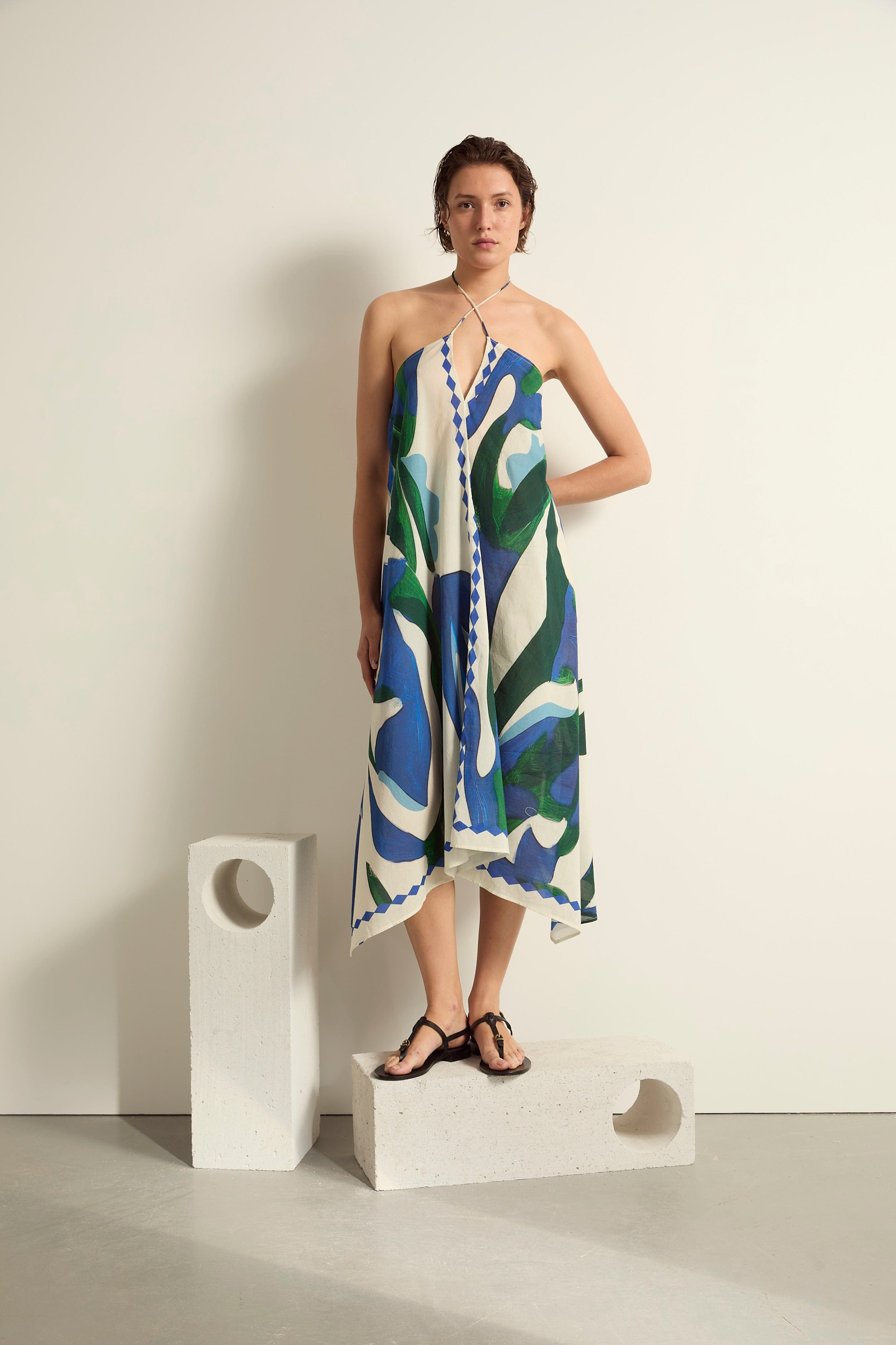 ROBE IVINA IMPRIME CACTUS - LAPIS BLUE