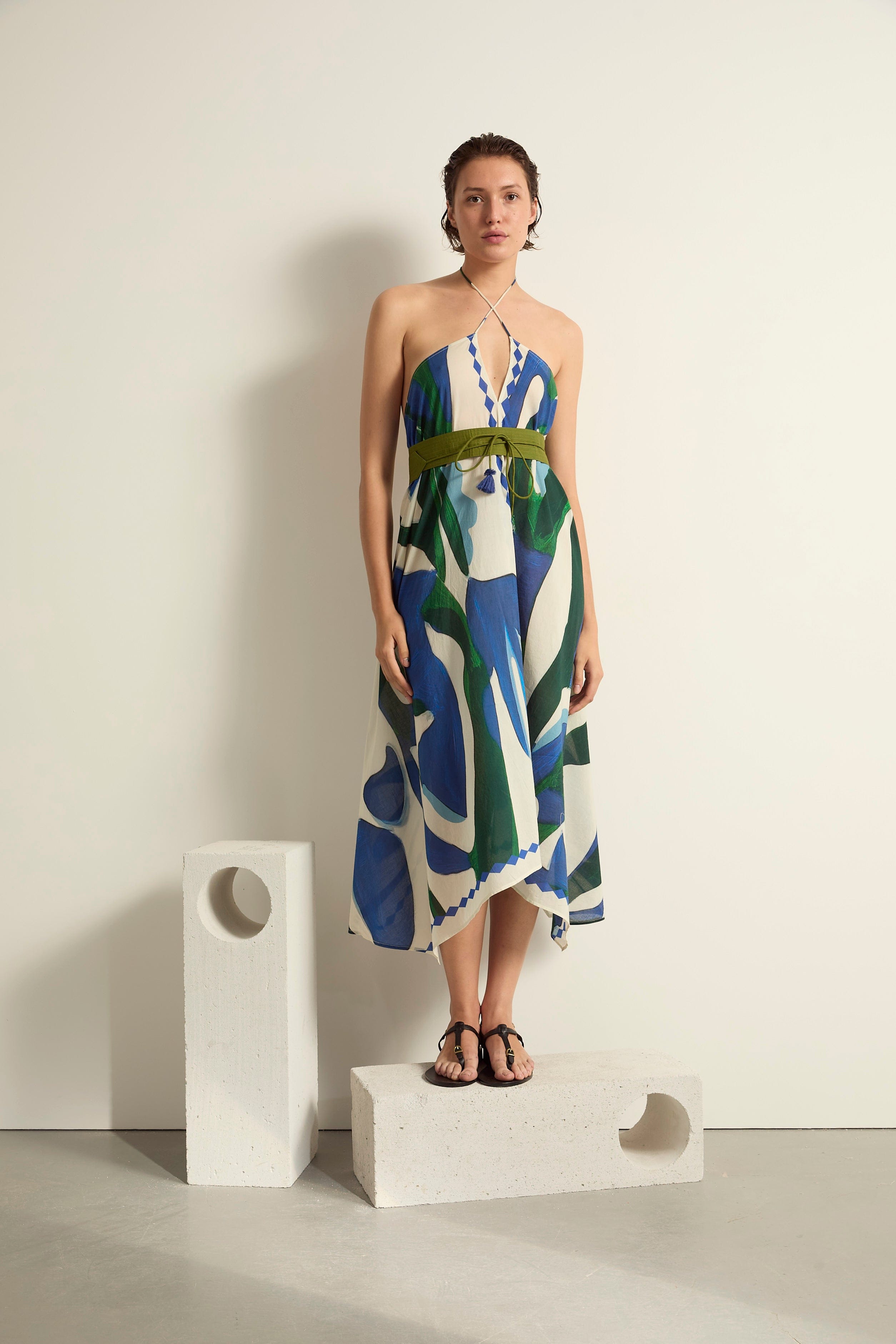ROBE IVINA IMPRIME CACTUS - LAPIS BLUE