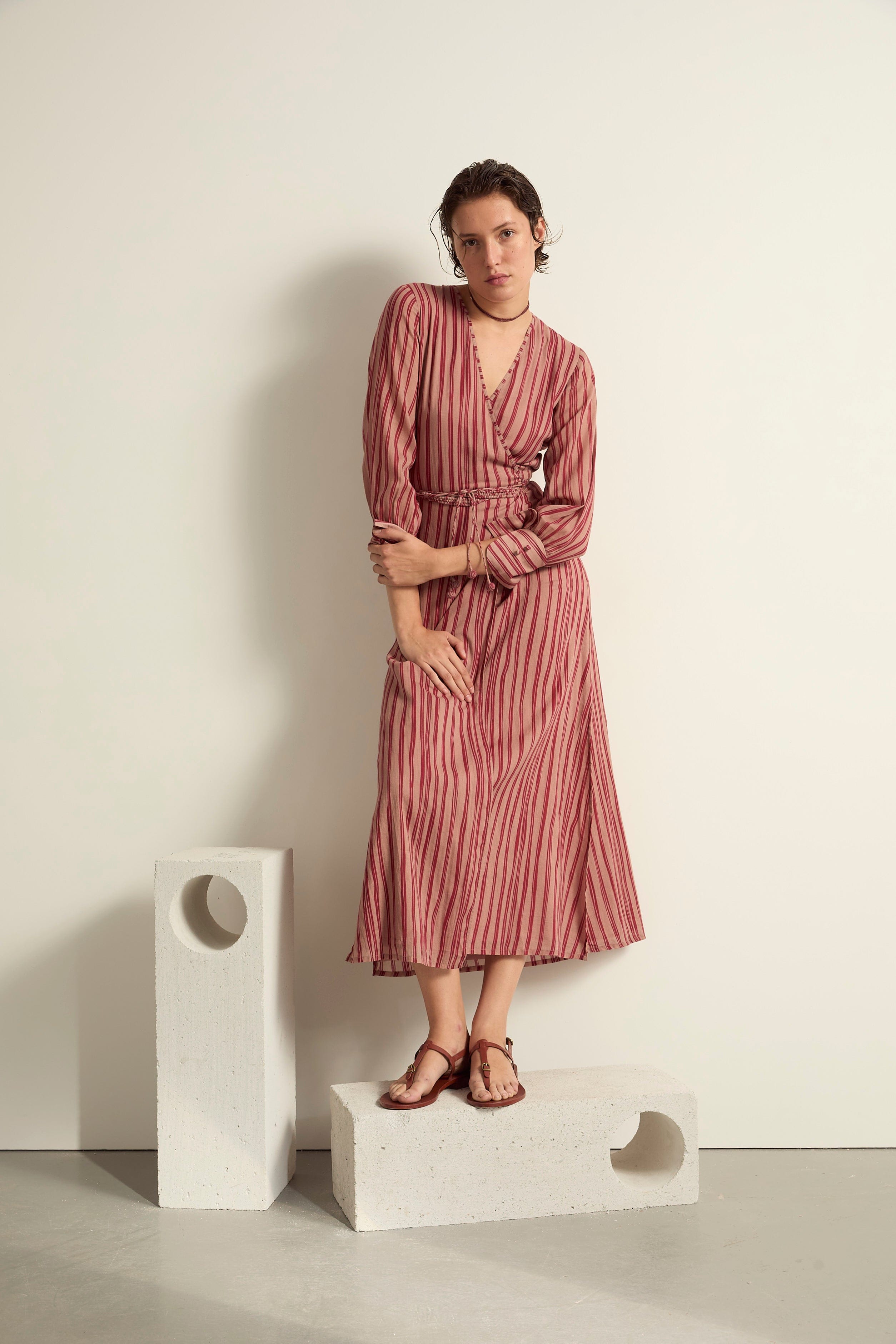 ROBE LISE IMPRIME LINEA - DUSTY PINK