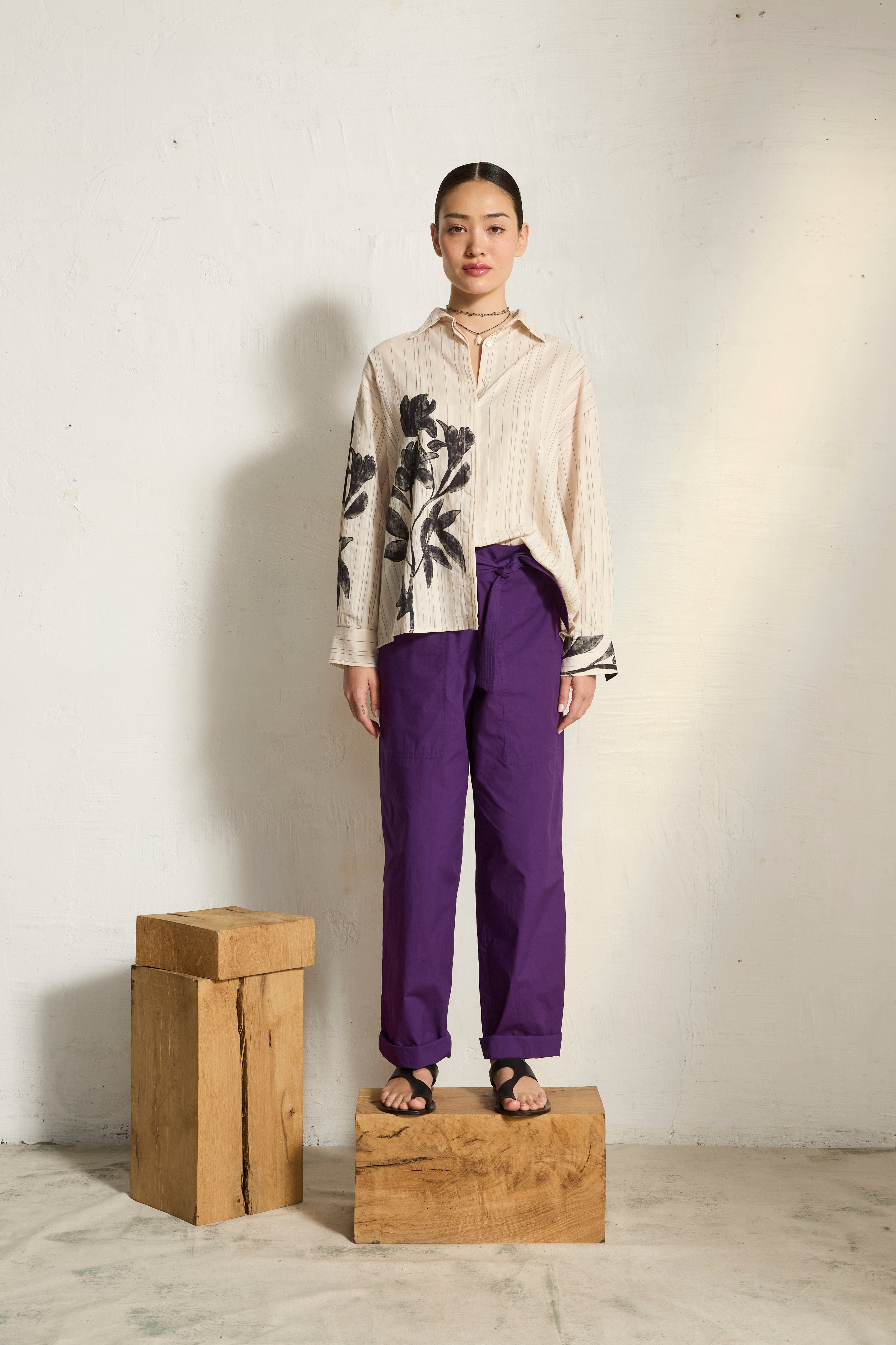 FIORINA ORCHID PRINT SHIRT - BLUE