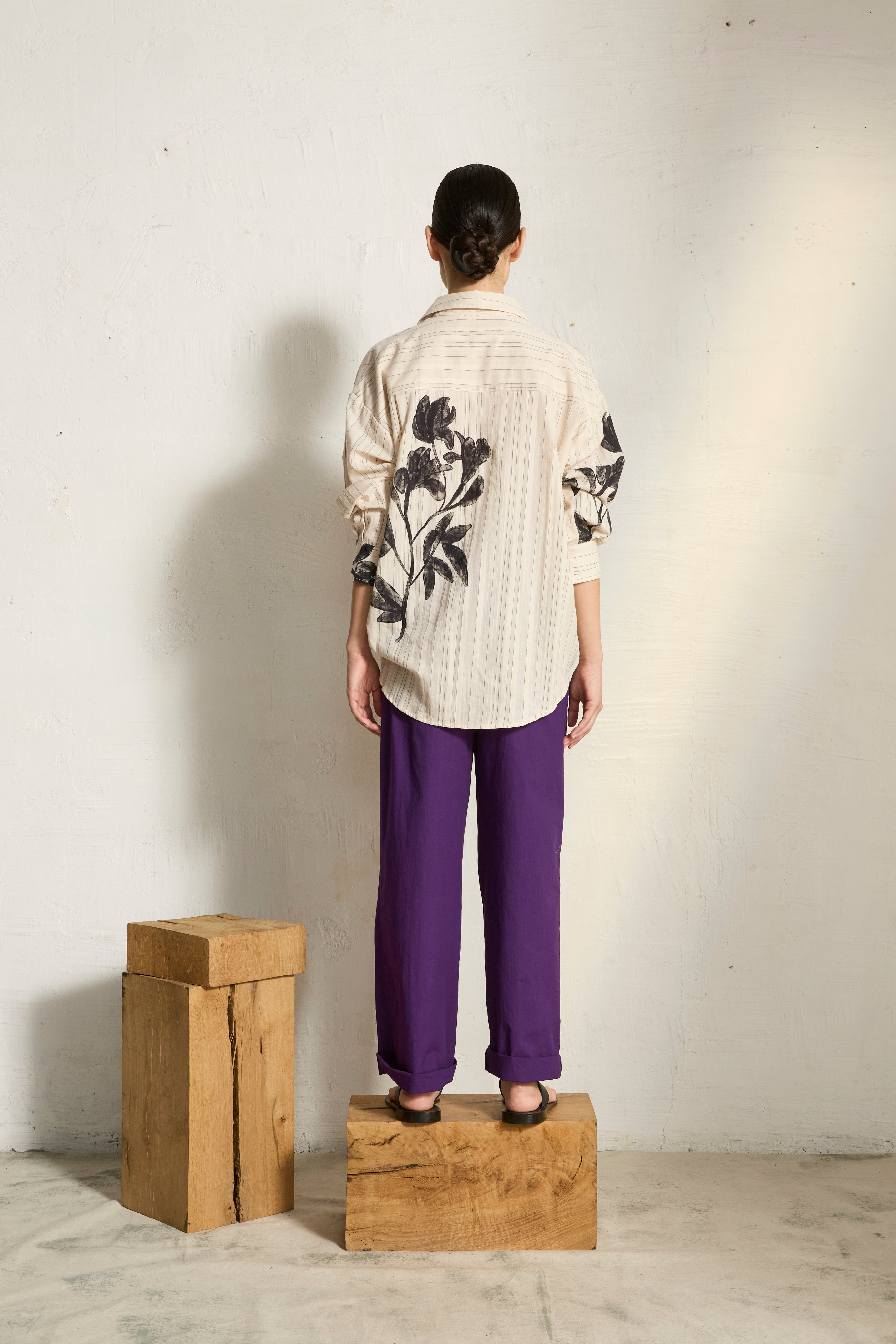 FIORINA ORCHID PRINT SHIRT - BLUE