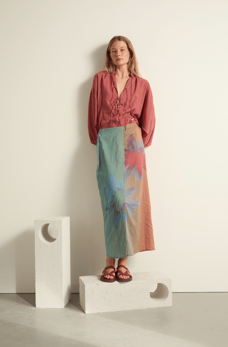 JUPE PIA IMPRIME SUNRISE - CORAIL