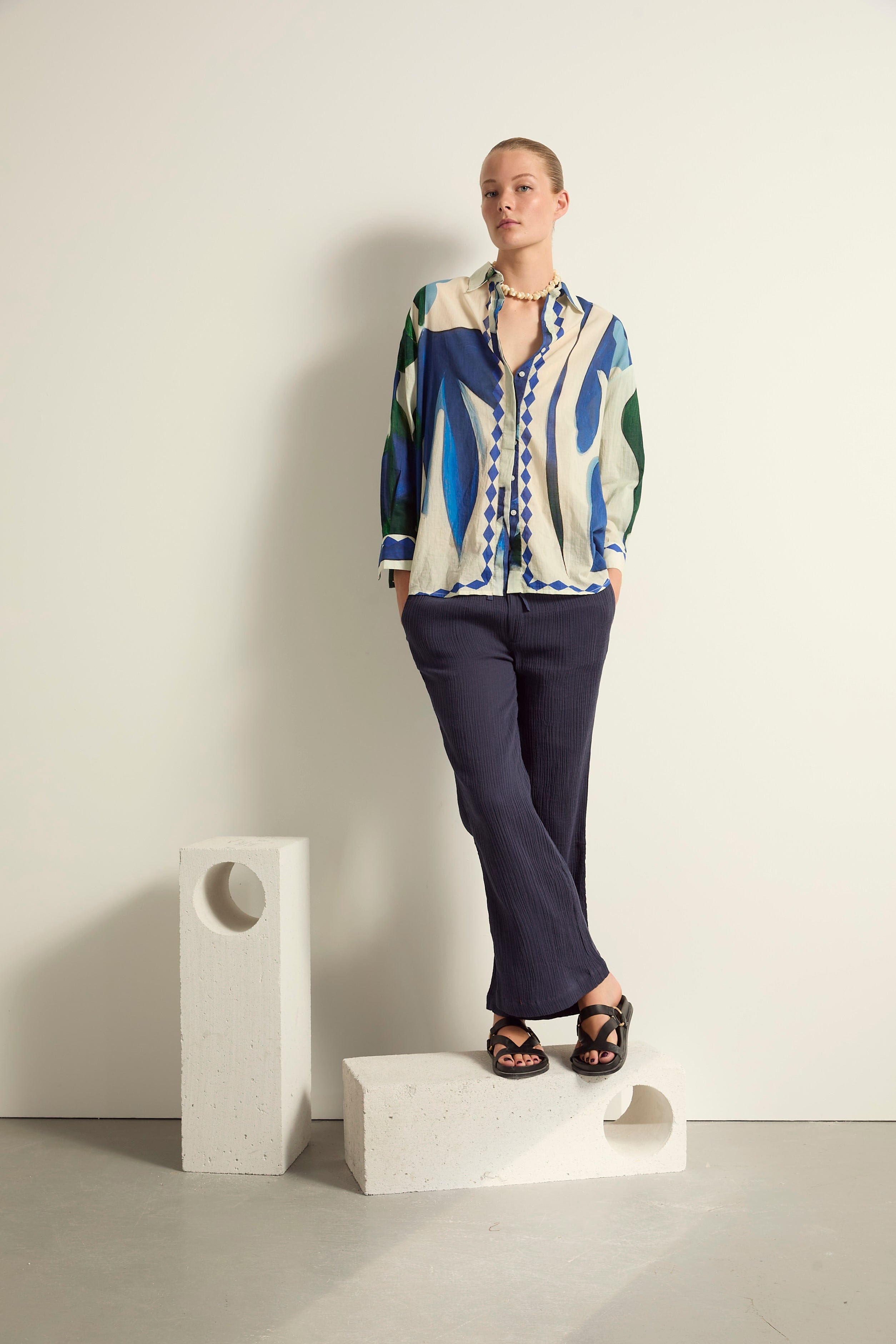 CHEMISE FIORINA IMPRIME CACTUS - LAPIS BLUE