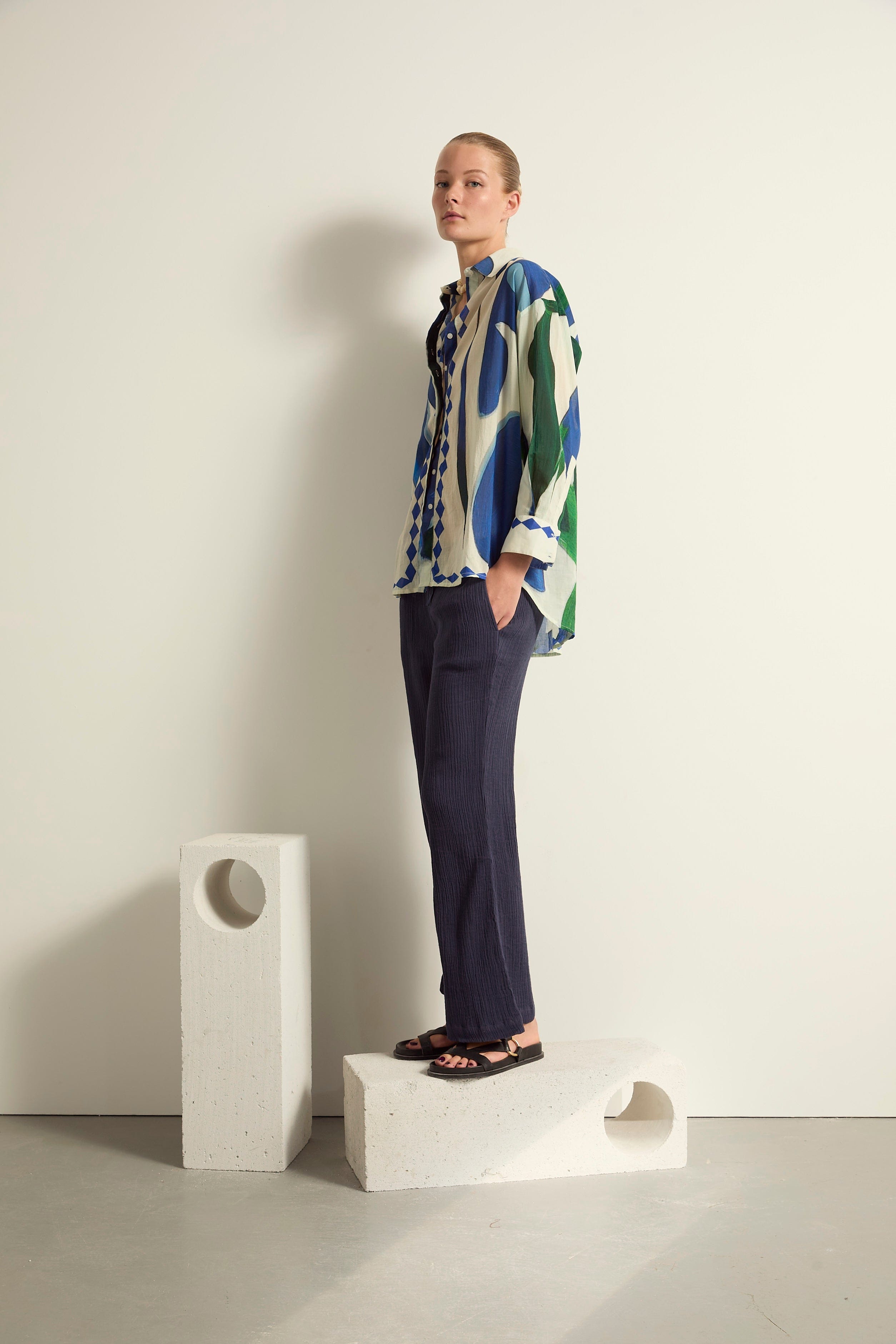 CHEMISE FIORINA IMPRIME CACTUS - LAPIS BLUE