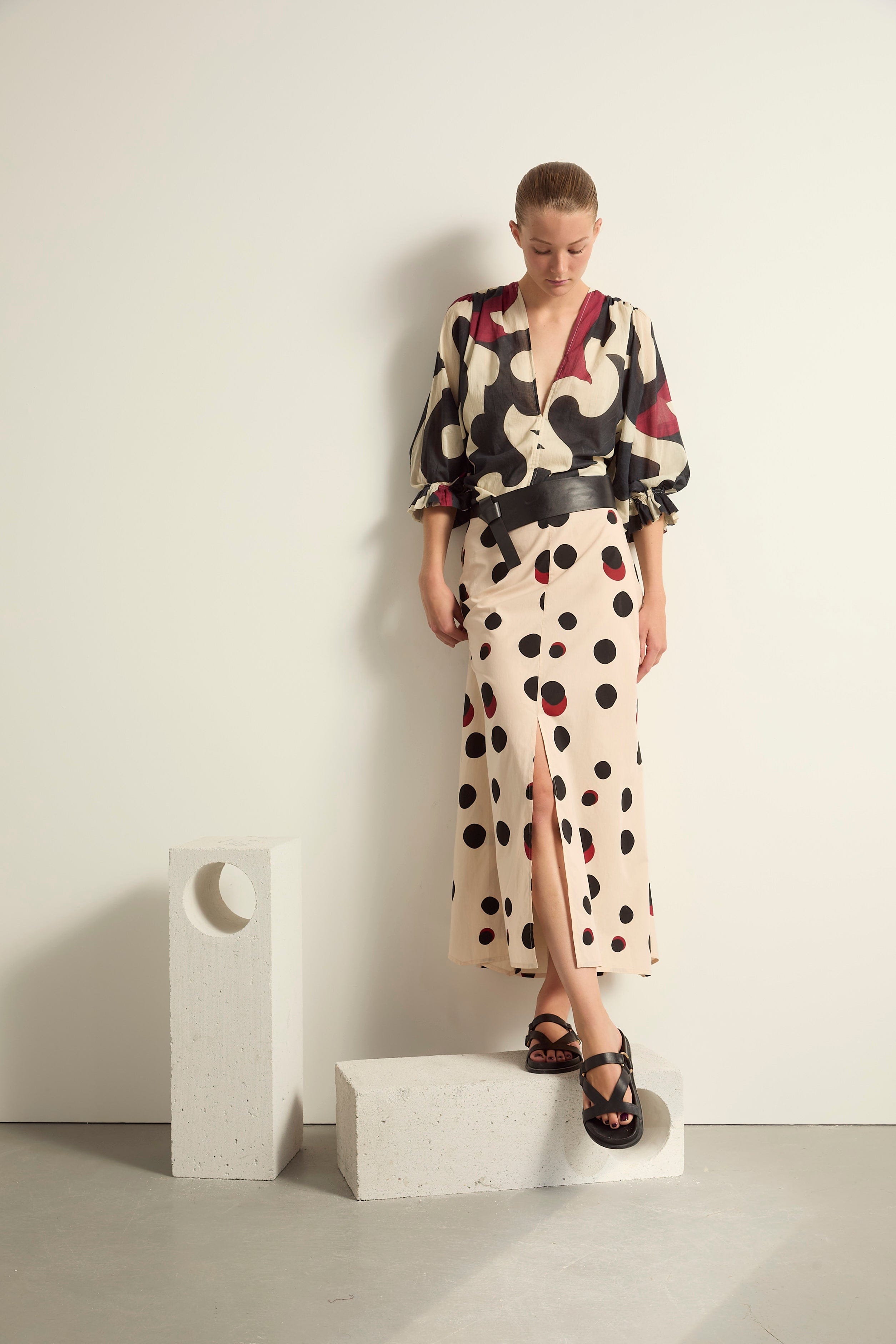 JUPE PAO IMPRIME POLKA - OFF WHITE