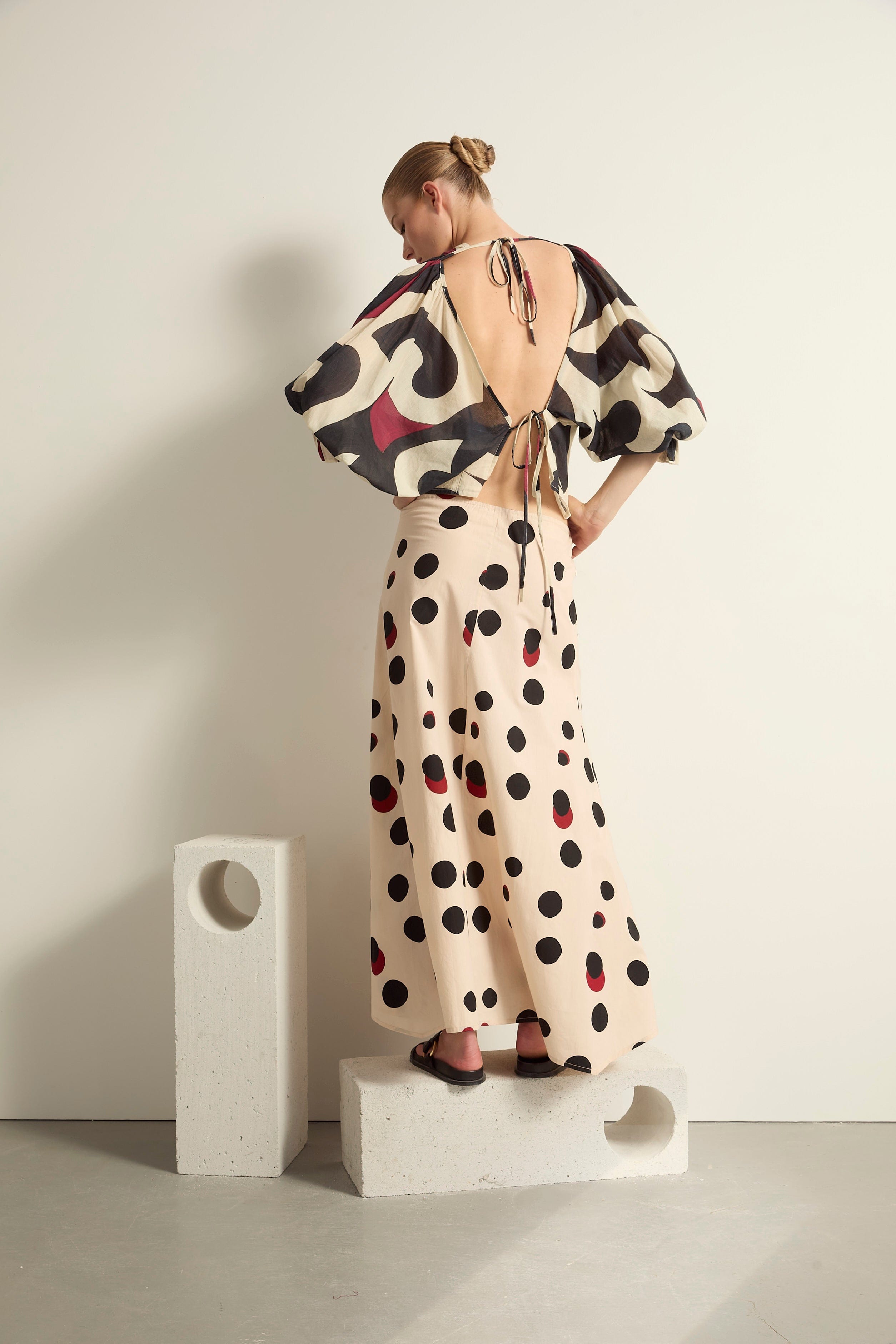 JUPE PAO IMPRIME POLKA - OFF WHITE