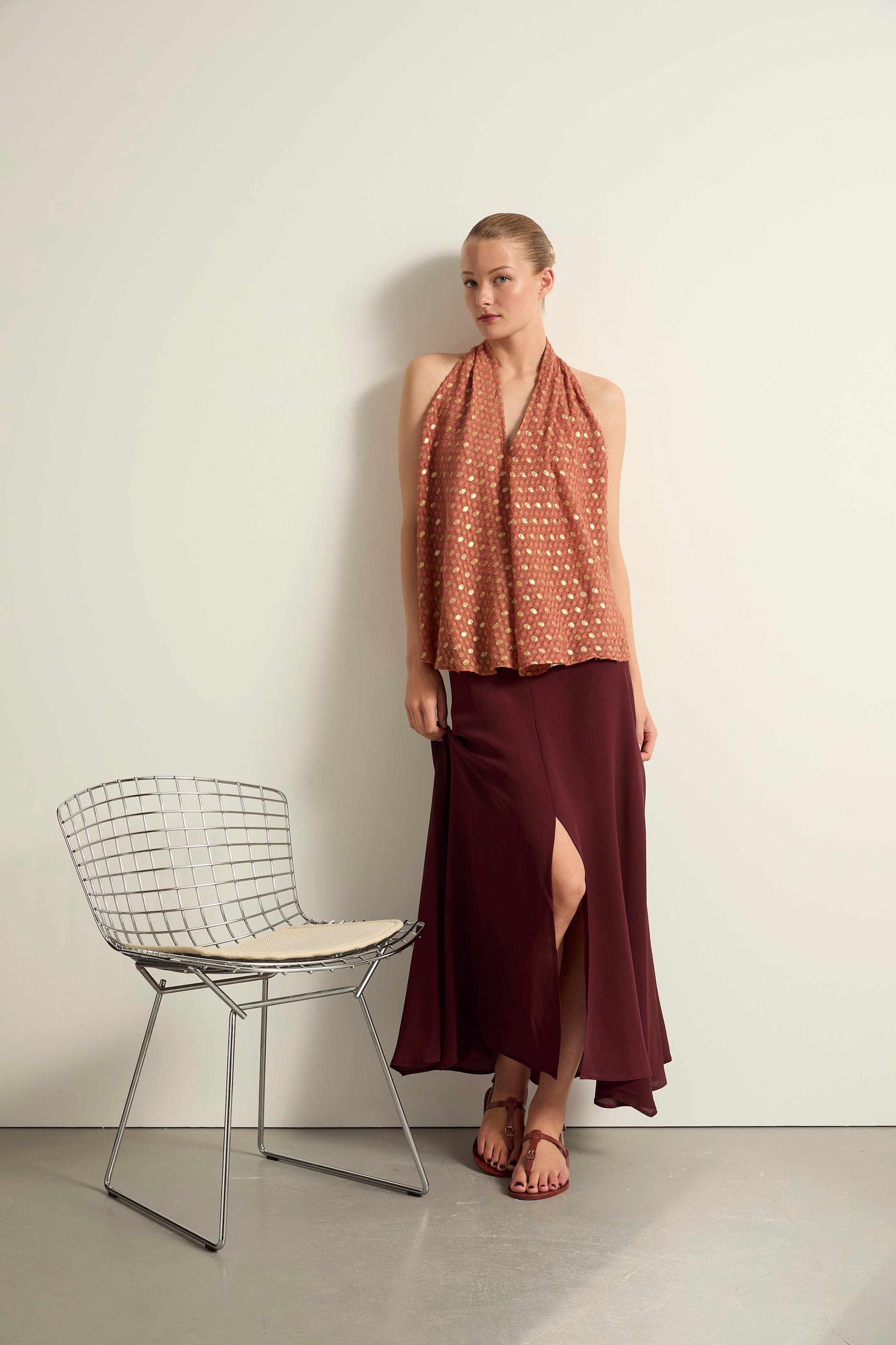 JUPE PAO SOIE - BURGUNDY