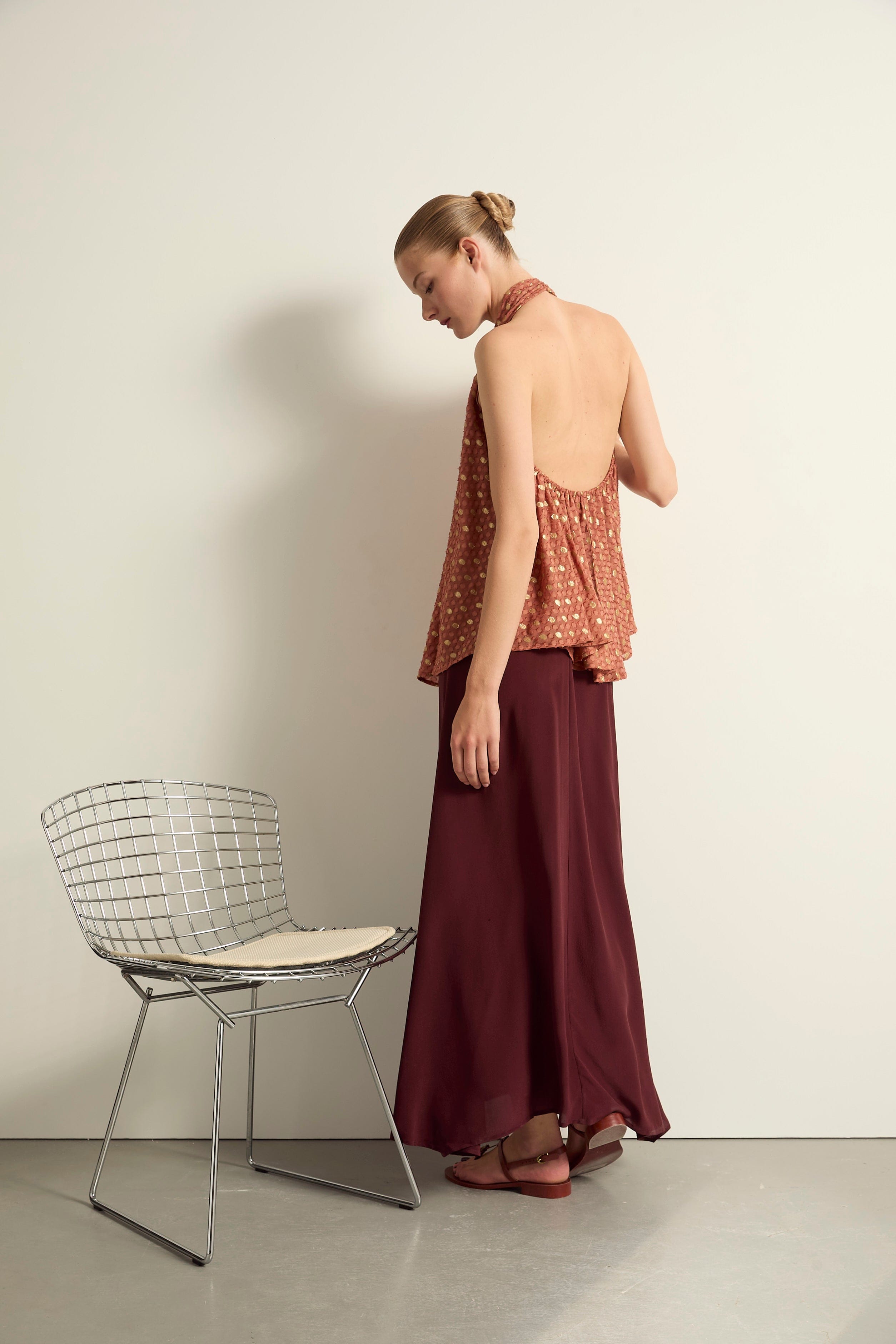 JUPE PAO SOIE - BURGUNDY