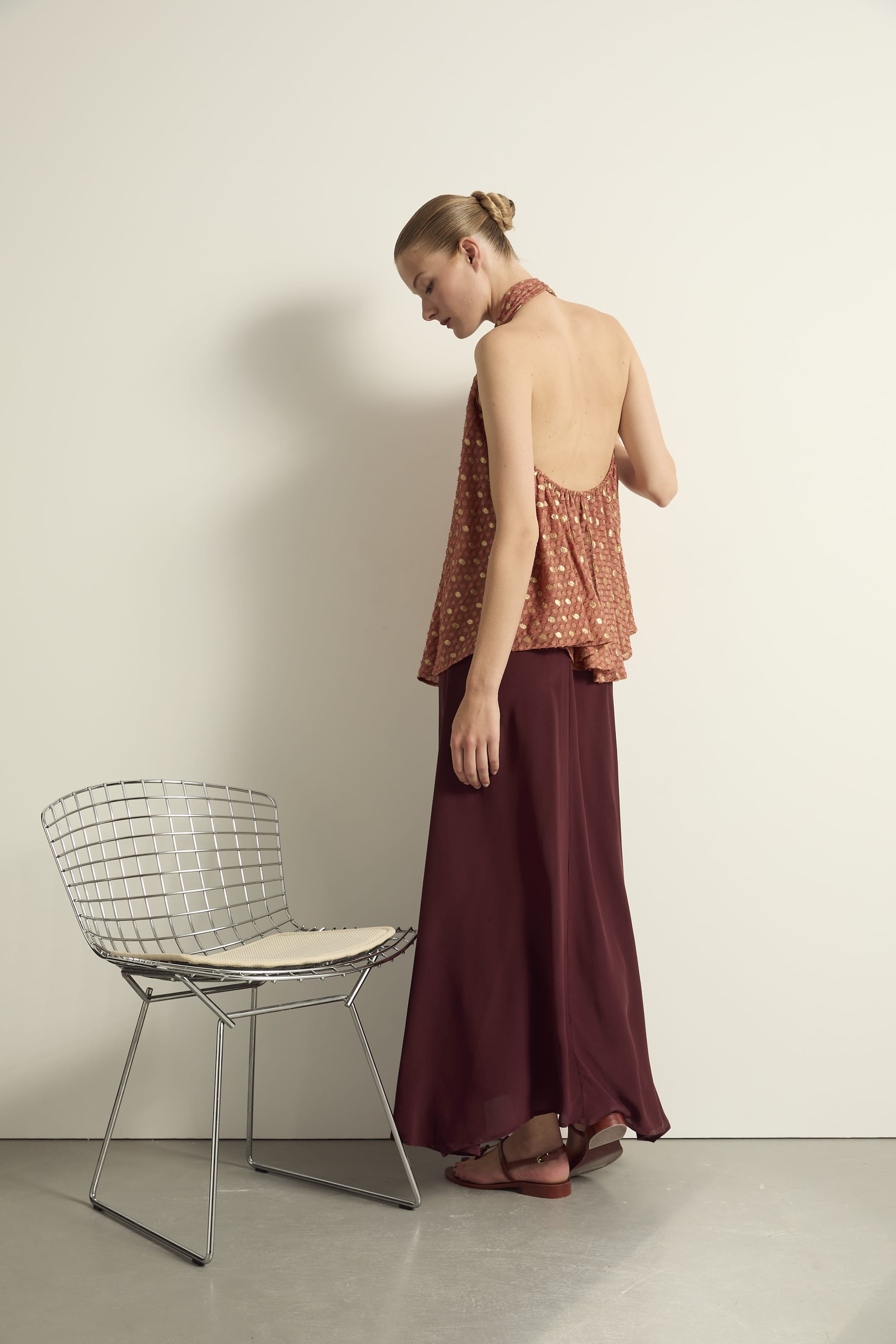 TOP MIMI LUREX PLUMETIS - ROSEWOOD