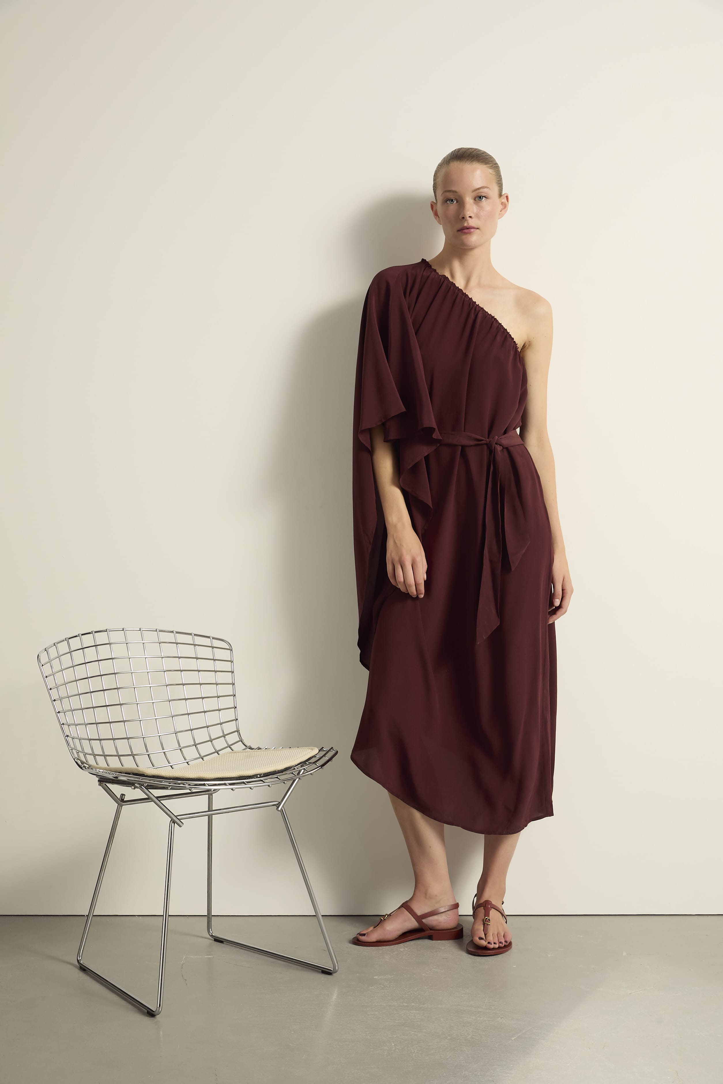 ROBE LOUNA SOIE - BURGUNDY