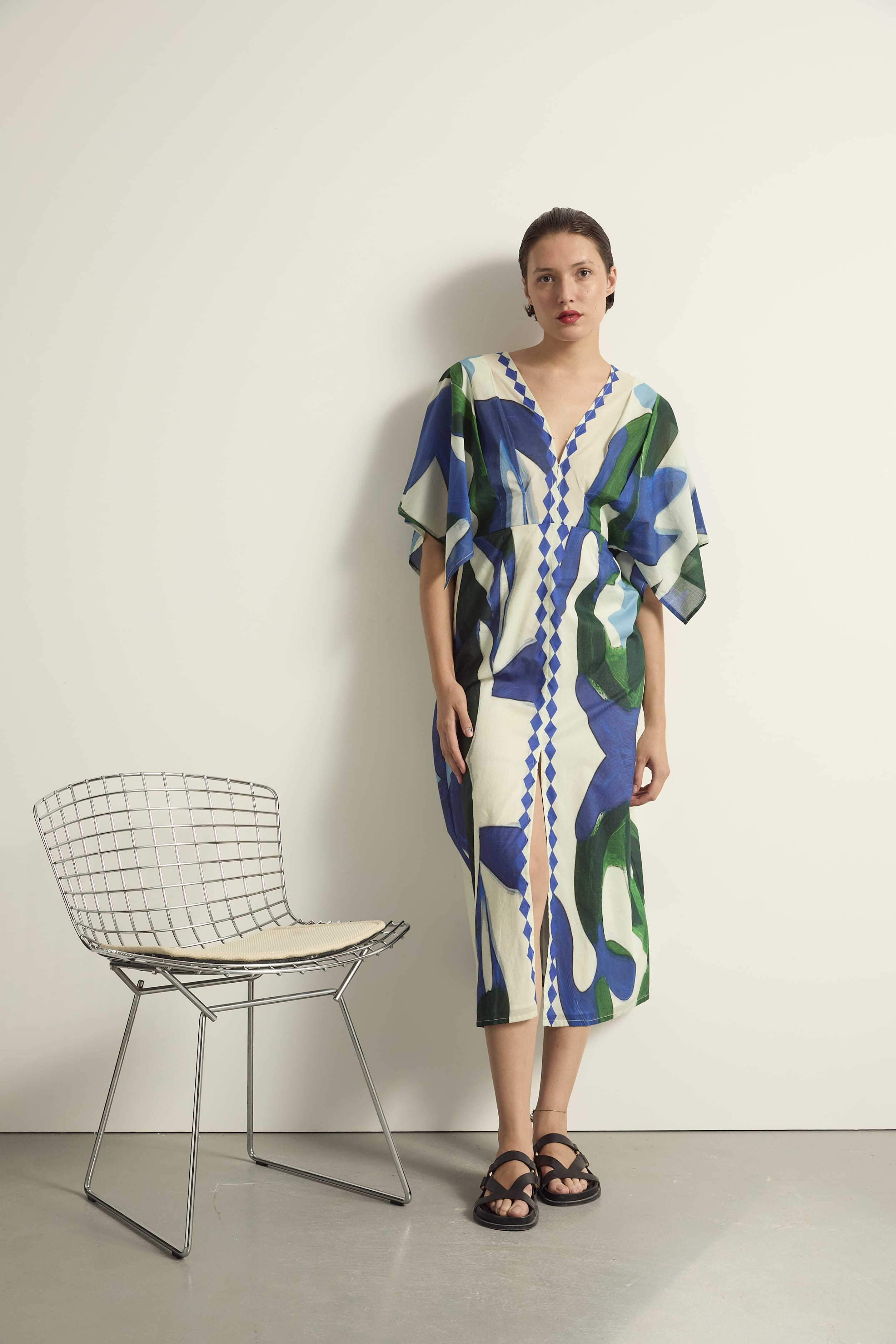 ROBE SOUANE IMPRIME CACTUS - LAPIS BLUE