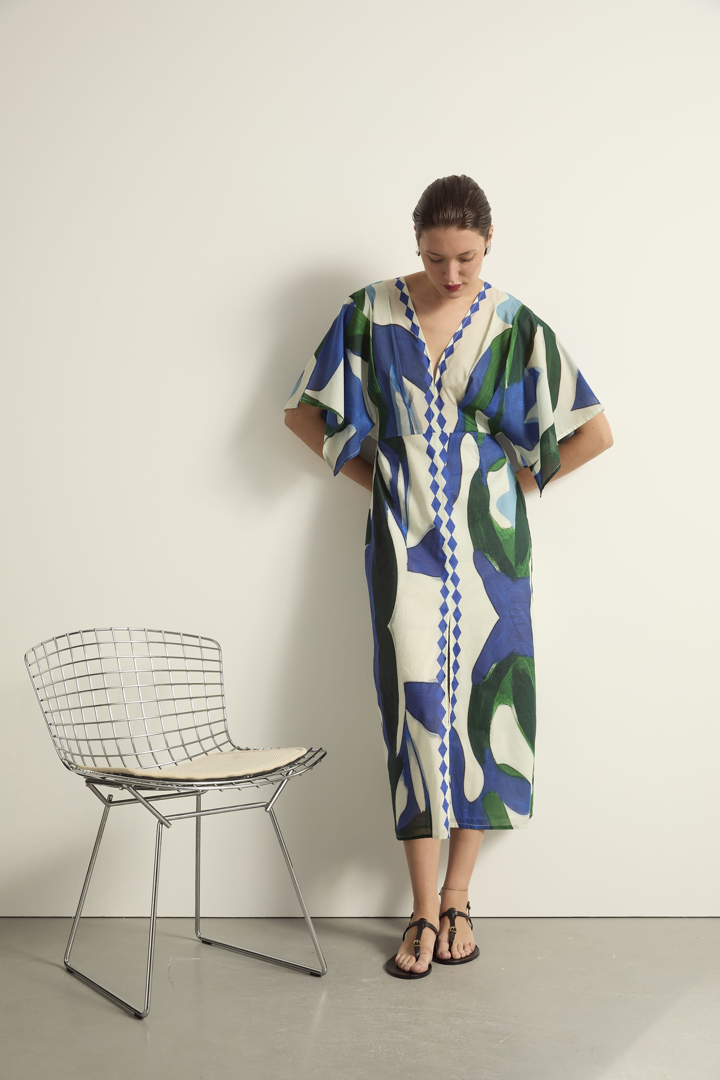 ROBE SOUANE IMPRIME CACTUS - LAPIS BLUE