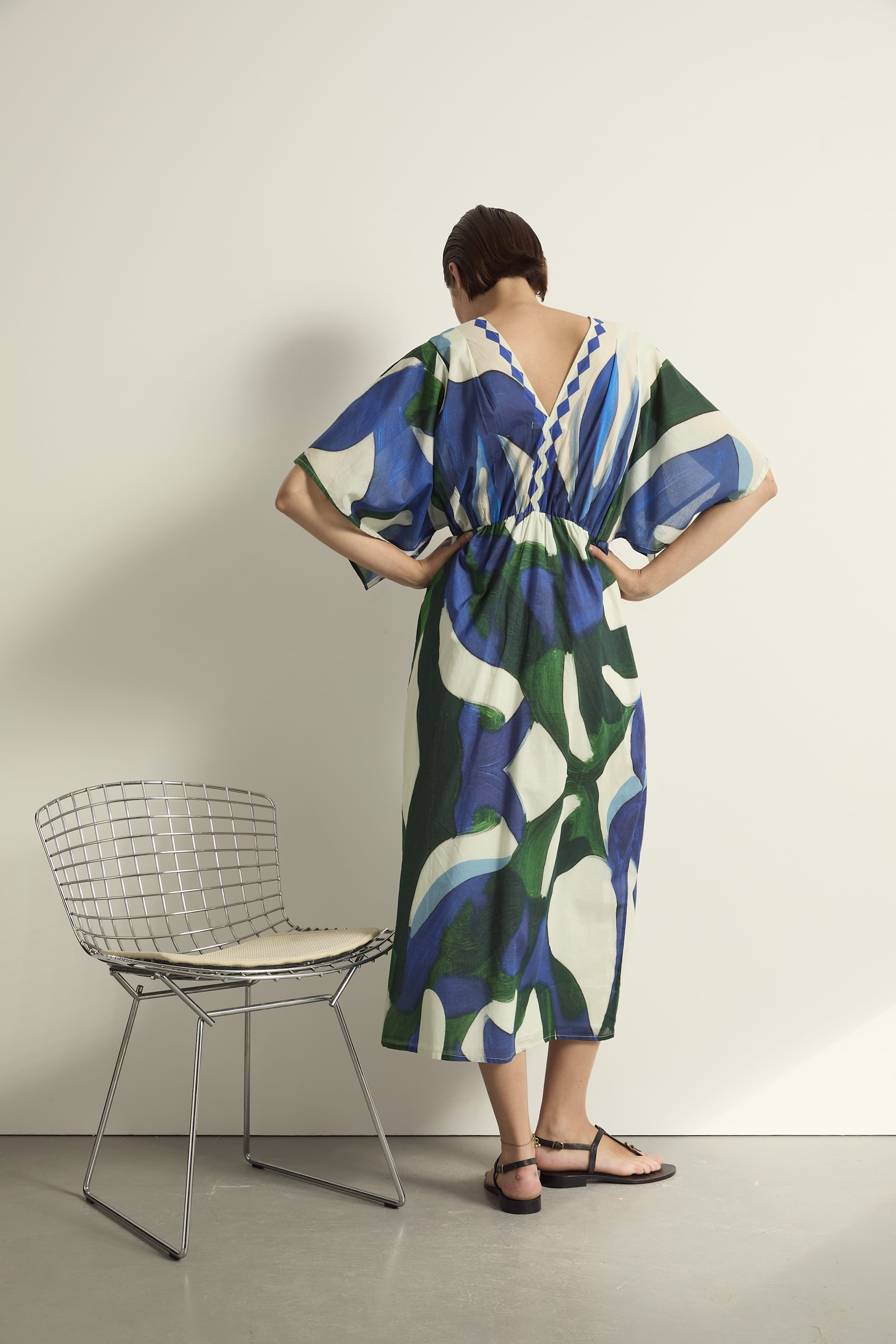 ROBE SOUANE IMPRIME CACTUS - LAPIS BLUE