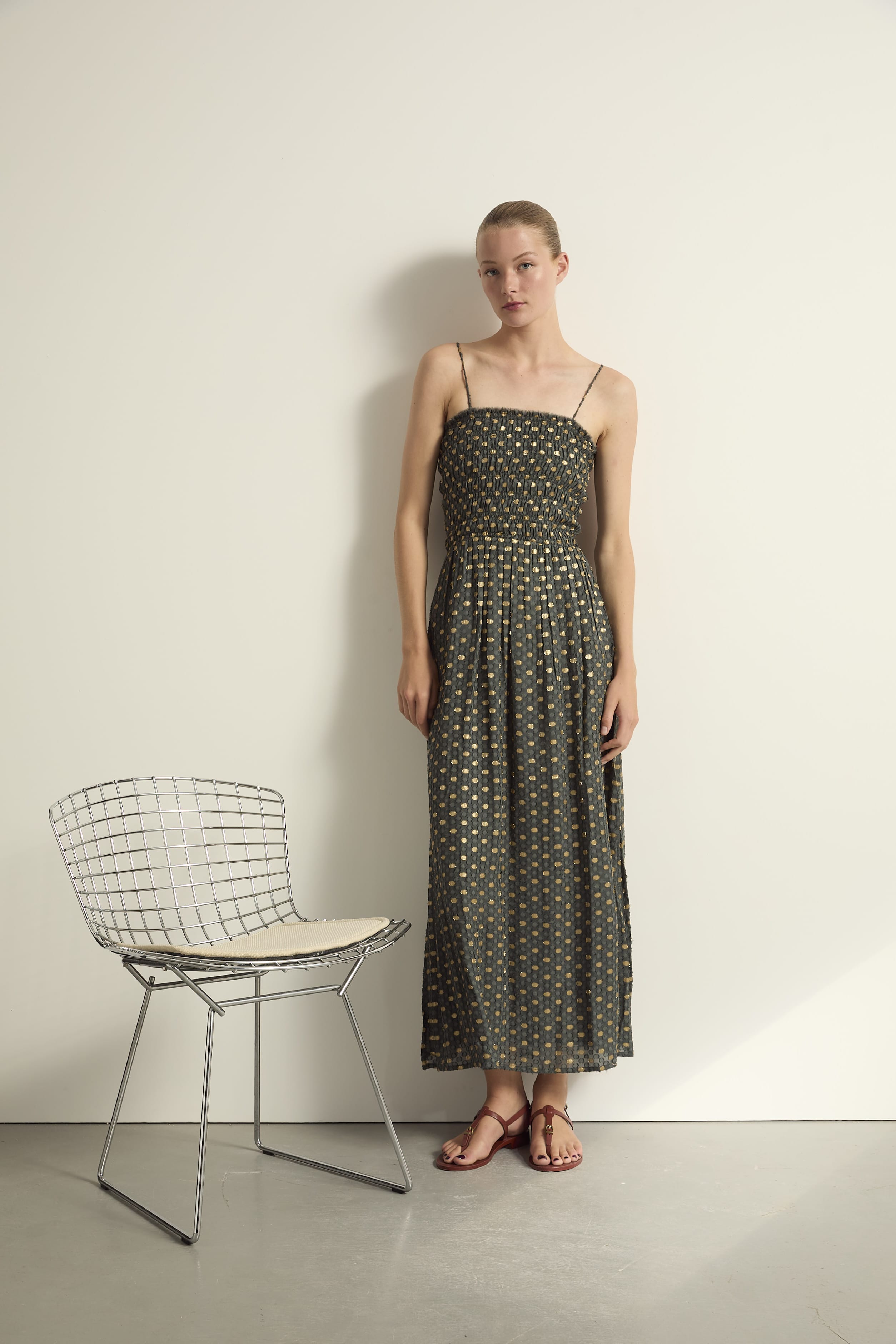 ROBE LINE LUREX PLUMETIS - ARDOISE