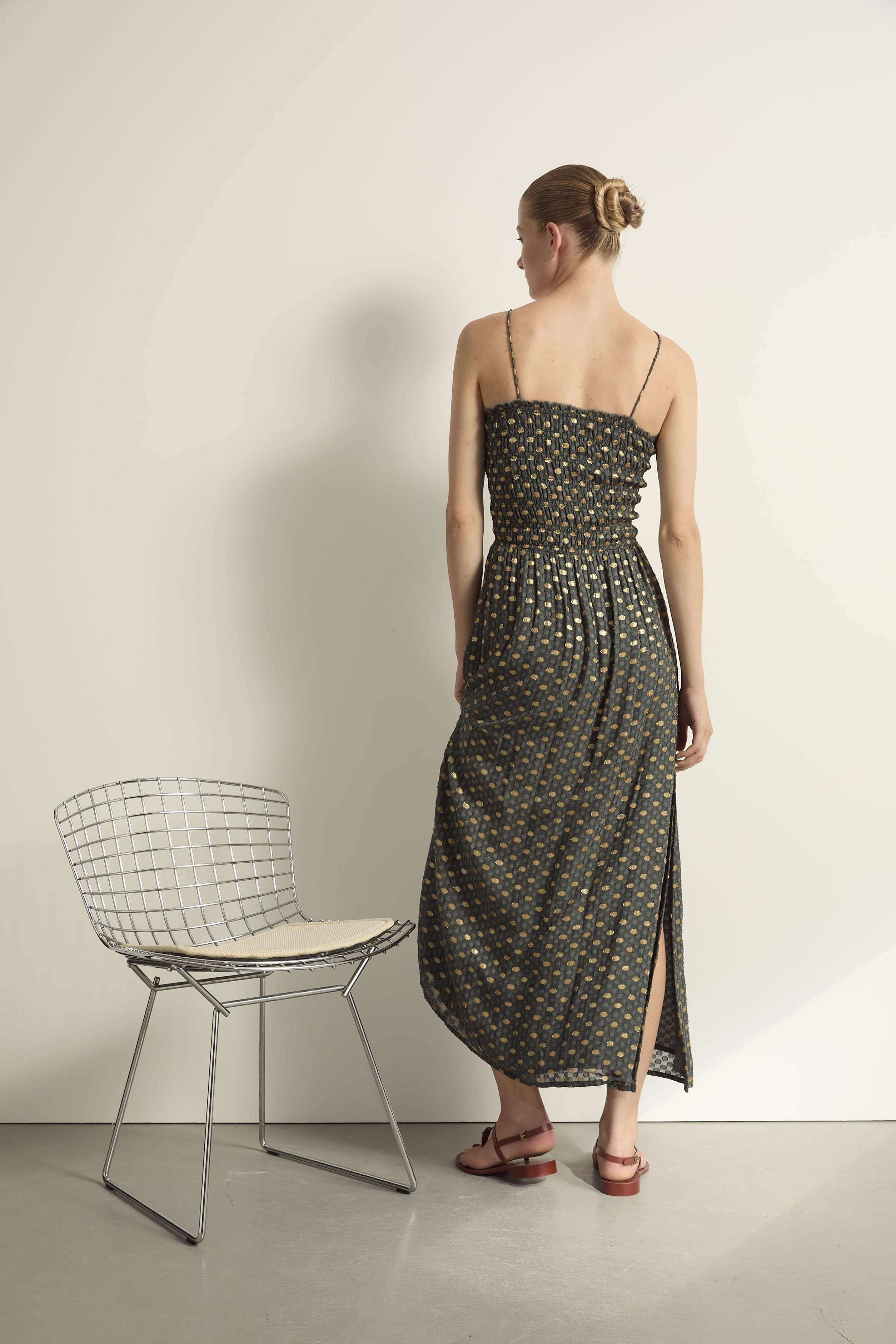 ROBE LINE LUREX PLUMETIS - ARDOISE