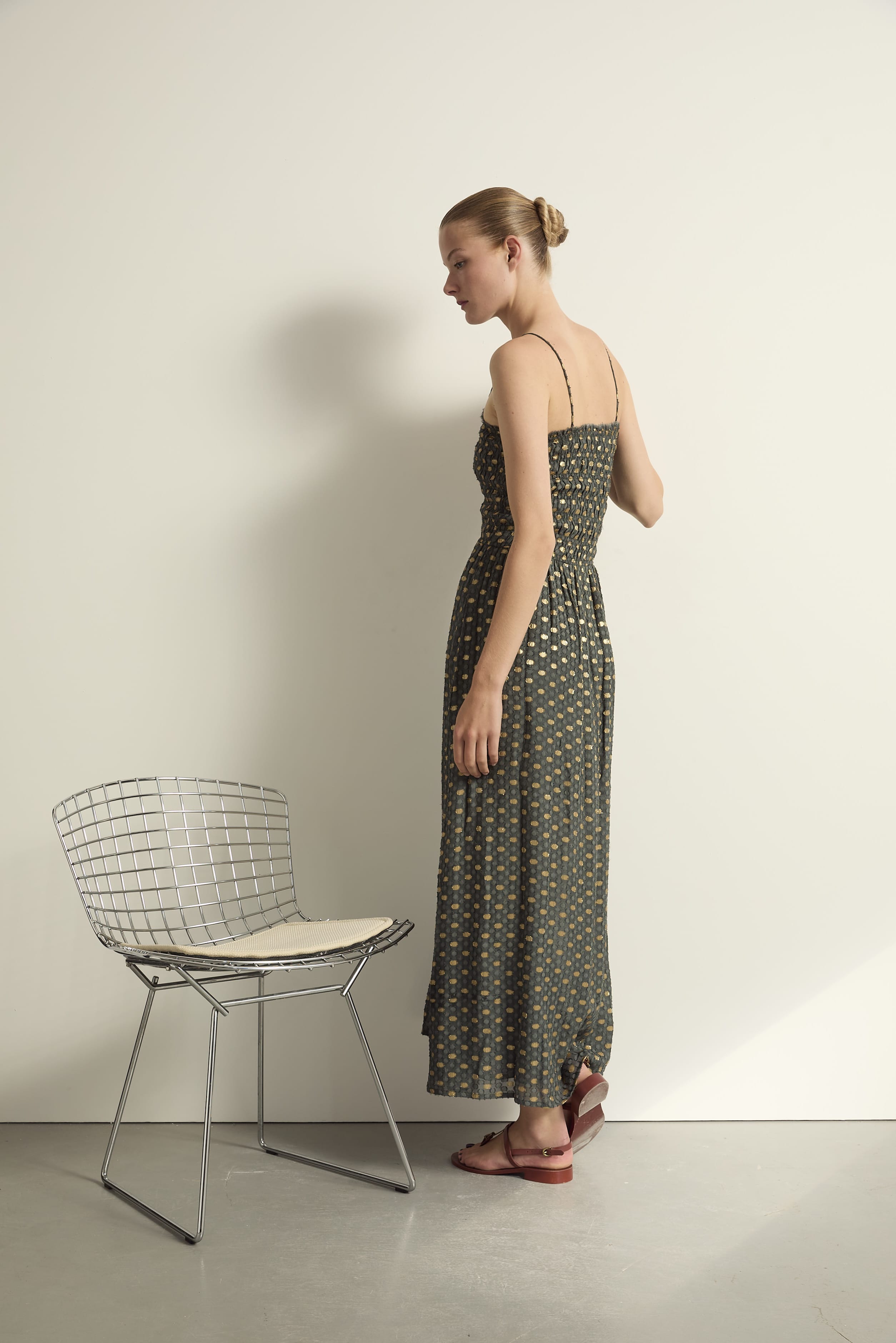 ROBE LINE LUREX PLUMETIS - ARDOISE
