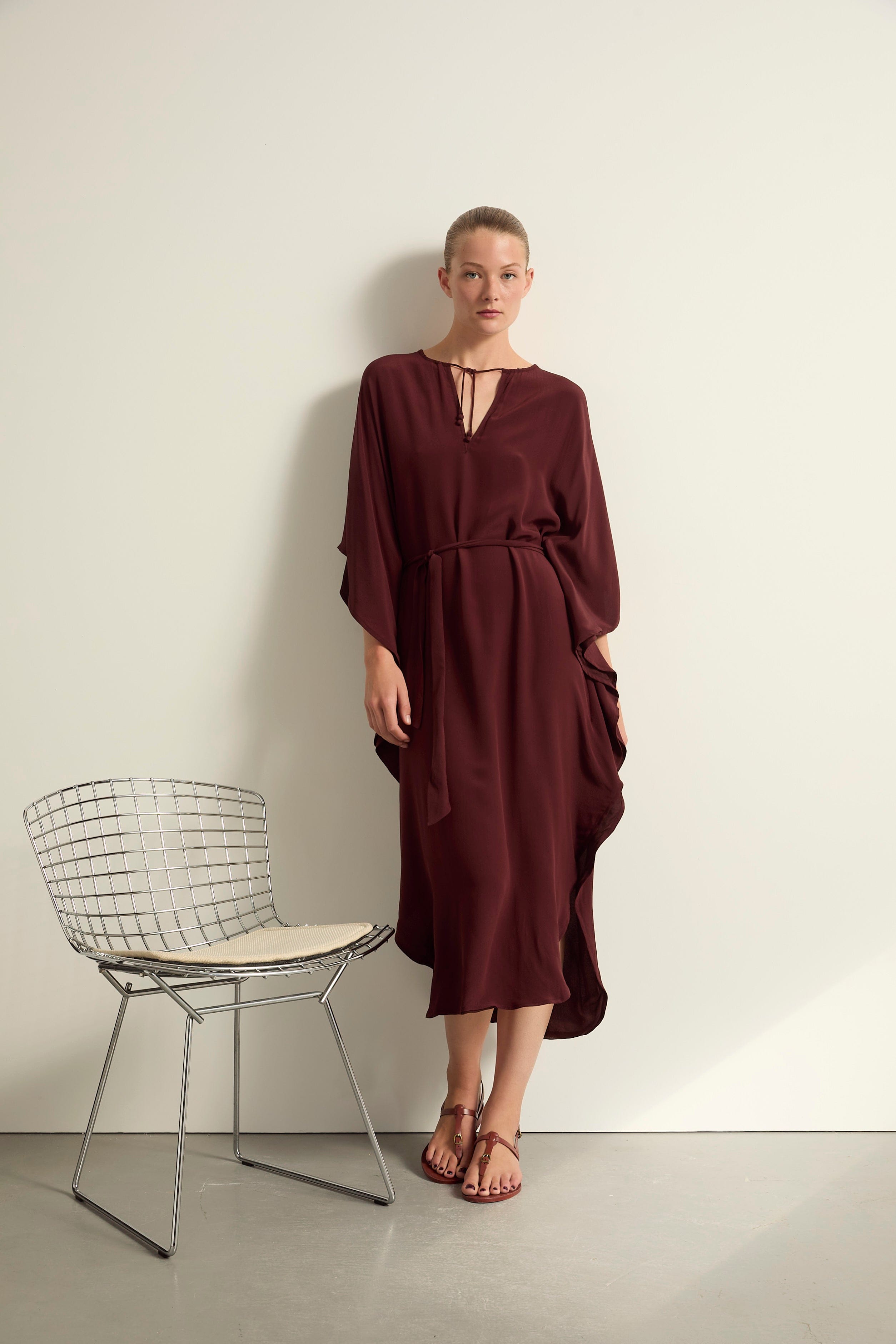 ROBE SABRINA SOIE - BURGUNDY