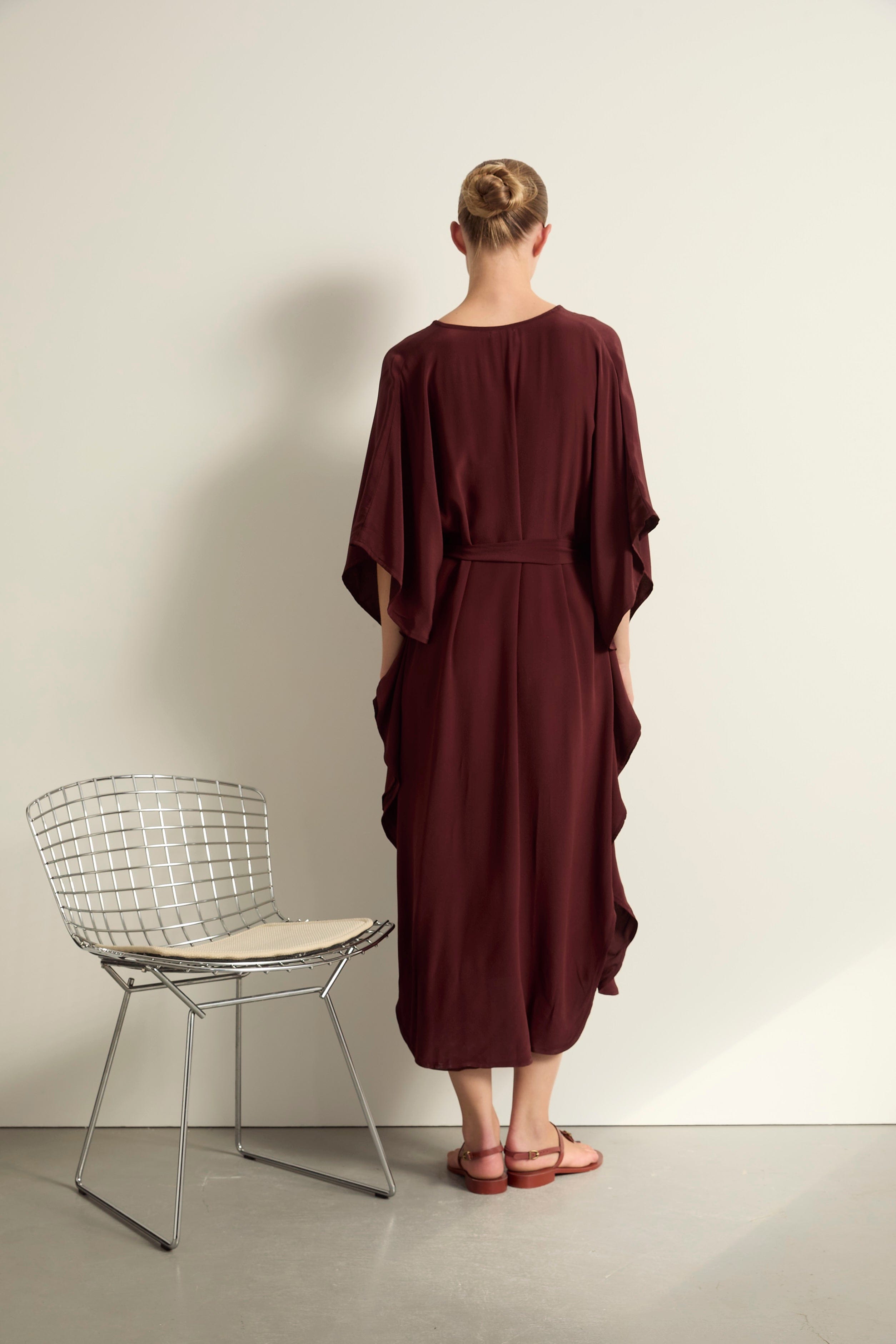 ROBE SABRINA SOIE - BURGUNDY