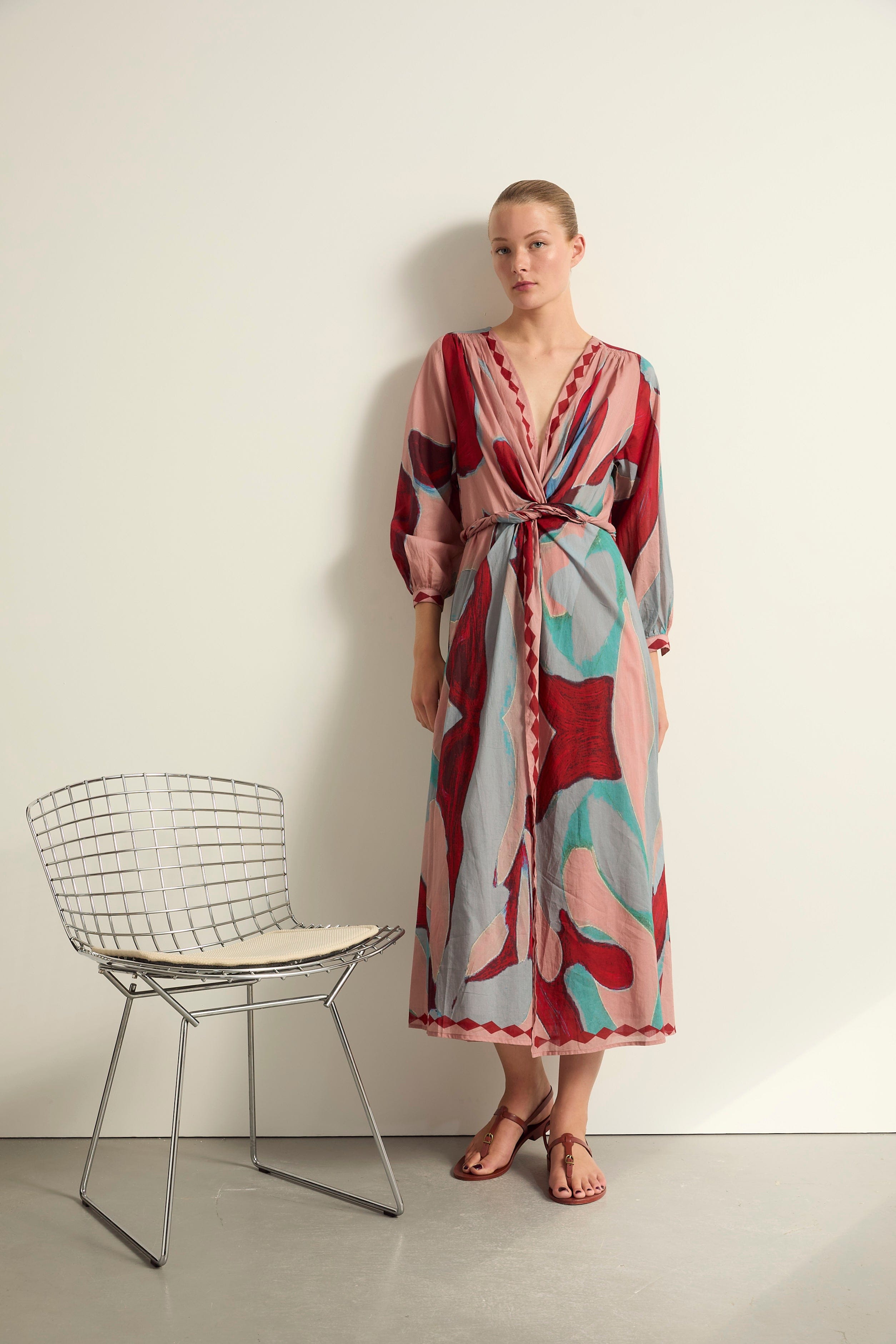 ROBE EMMANUELLE IMPRIME CACTUS - DUSTY PINK