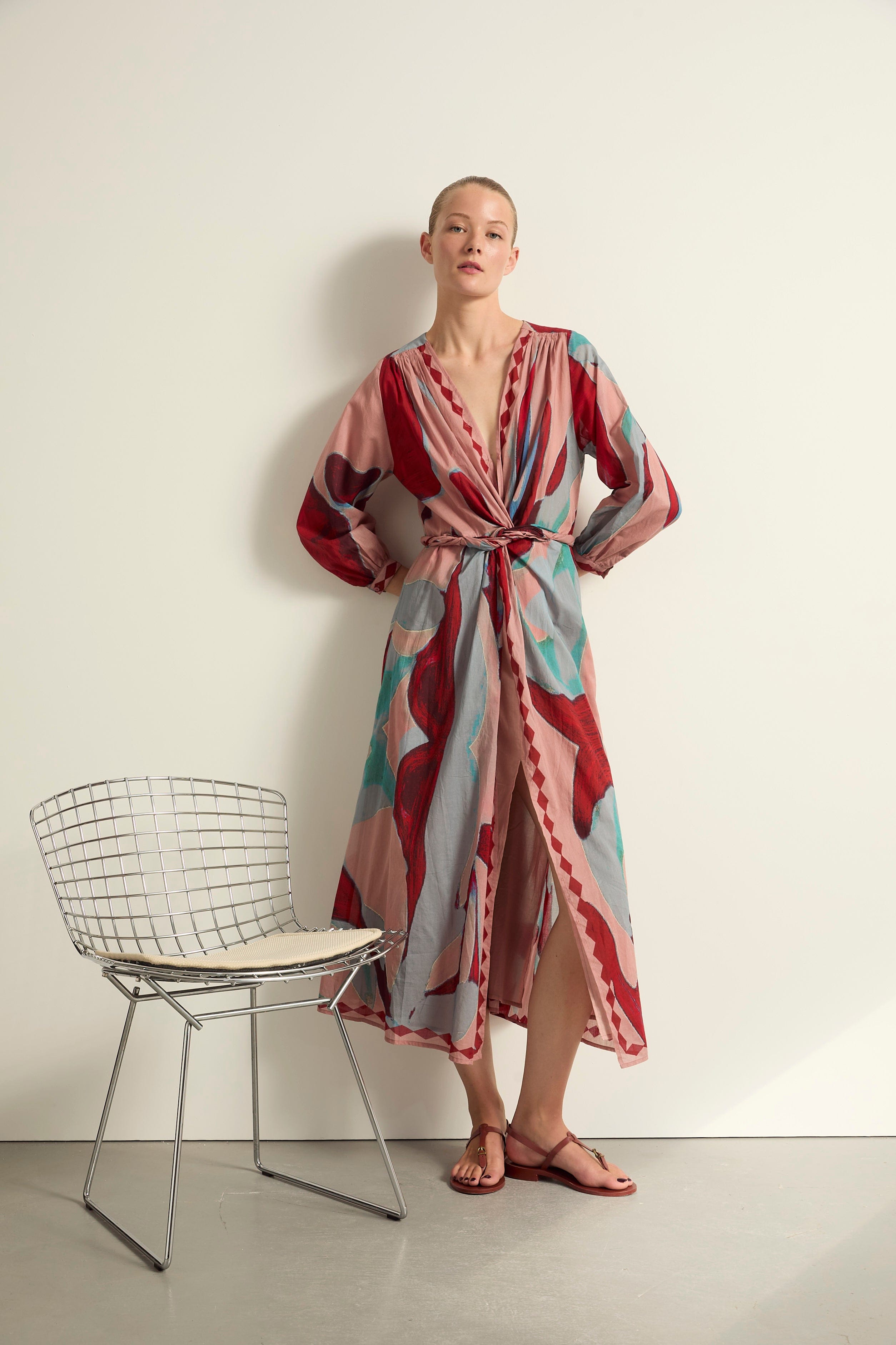 ROBE EMMANUELLE IMPRIME CACTUS - DUSTY PINK