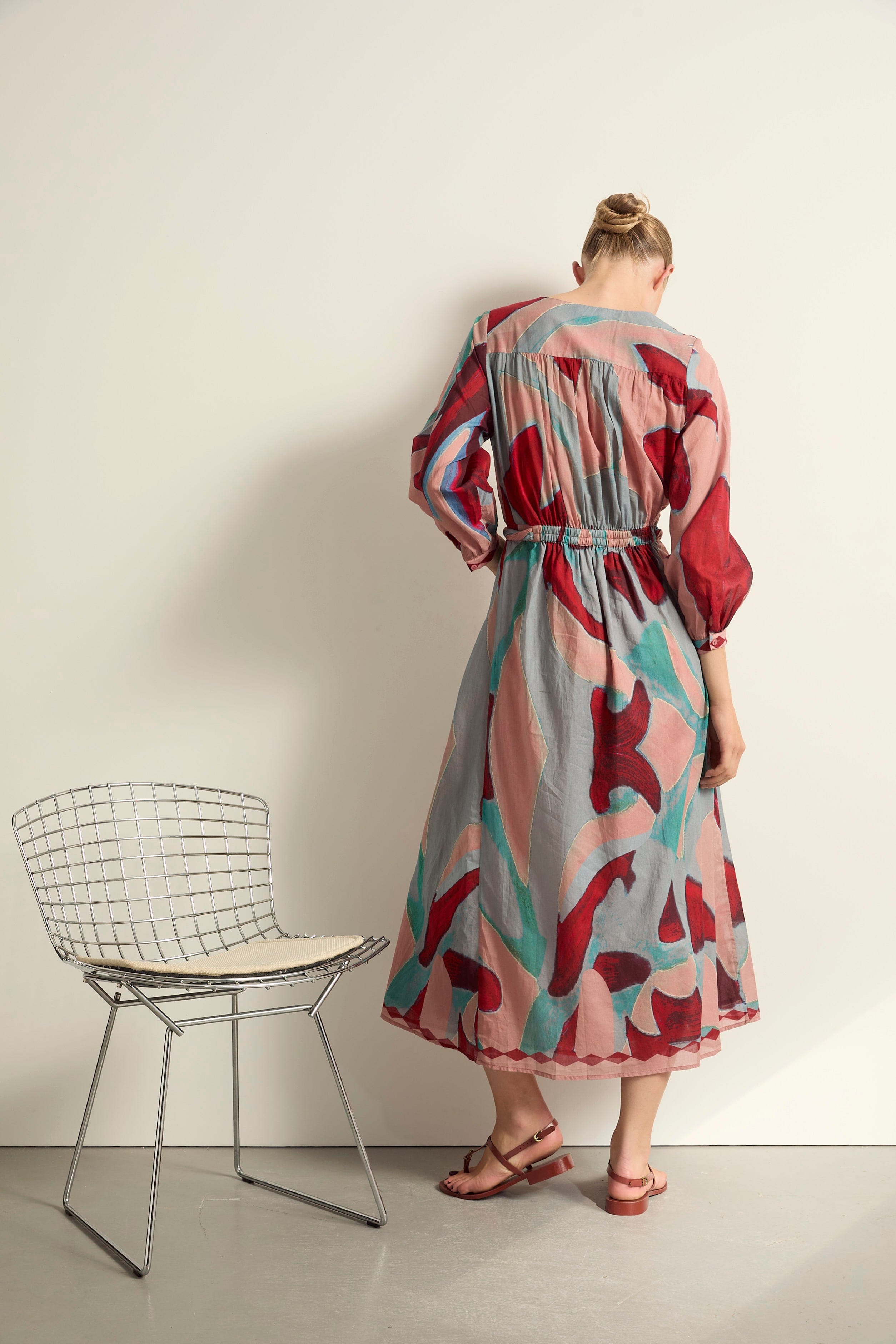 ROBE EMMANUELLE IMPRIME CACTUS - DUSTY PINK